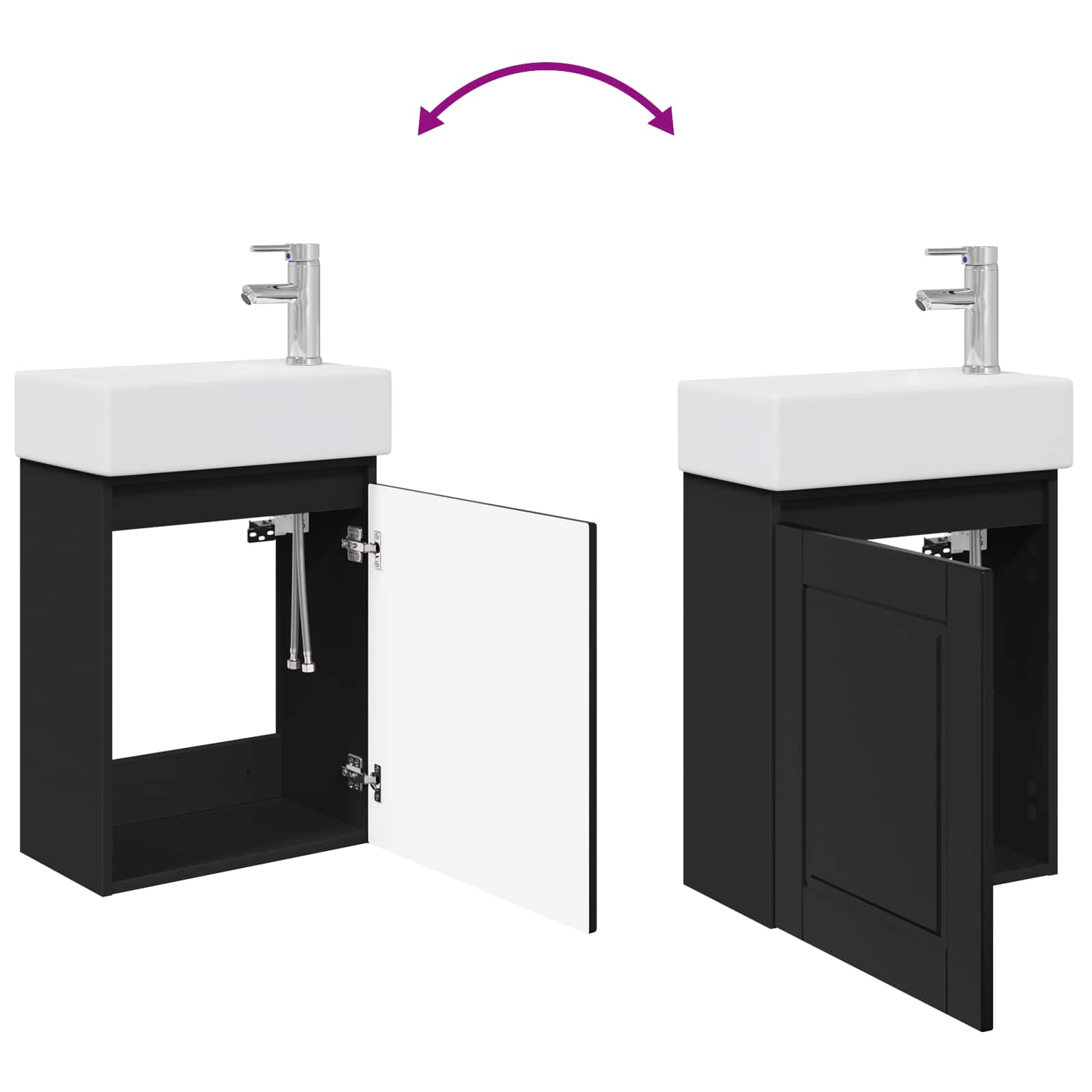 Mobile bagno con rubinetto Nero 45,5 x 22,5 x 84 cm | homemem39