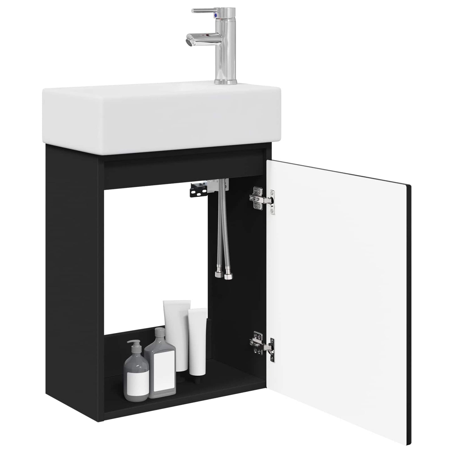 Mobile bagno con rubinetto Nero 45,5 x 22,5 x 84 cm | homemem39