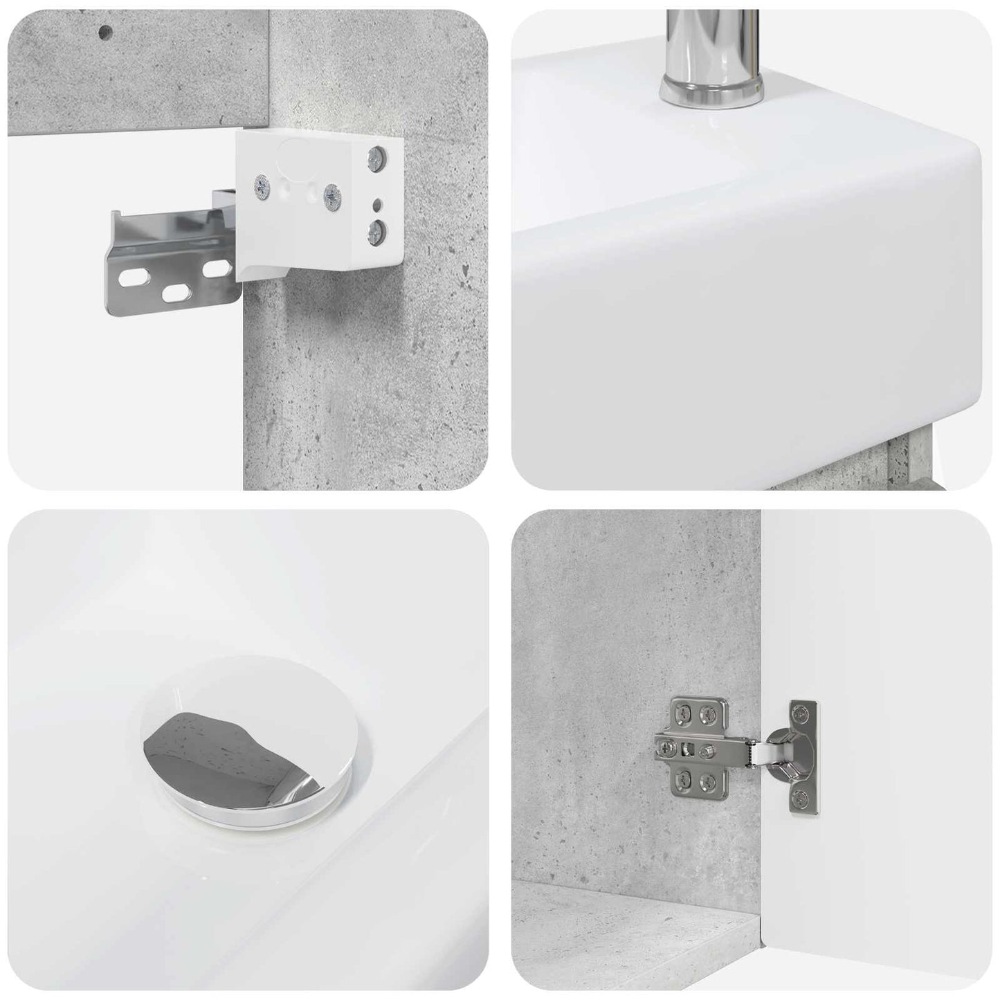 Mobile bagno con rubinetto Grigio Cemento 45,5 x 22,5 x 84 cm | homemem39