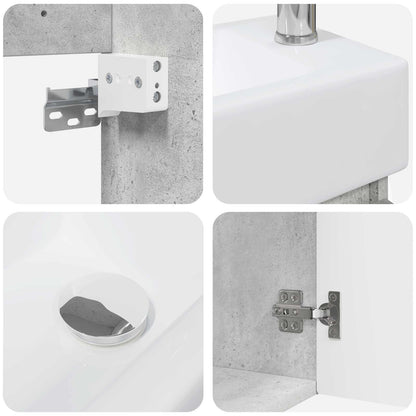 Mobile bagno con rubinetto Grigio Cemento 45,5 x 22,5 x 84 cm | homemem39
