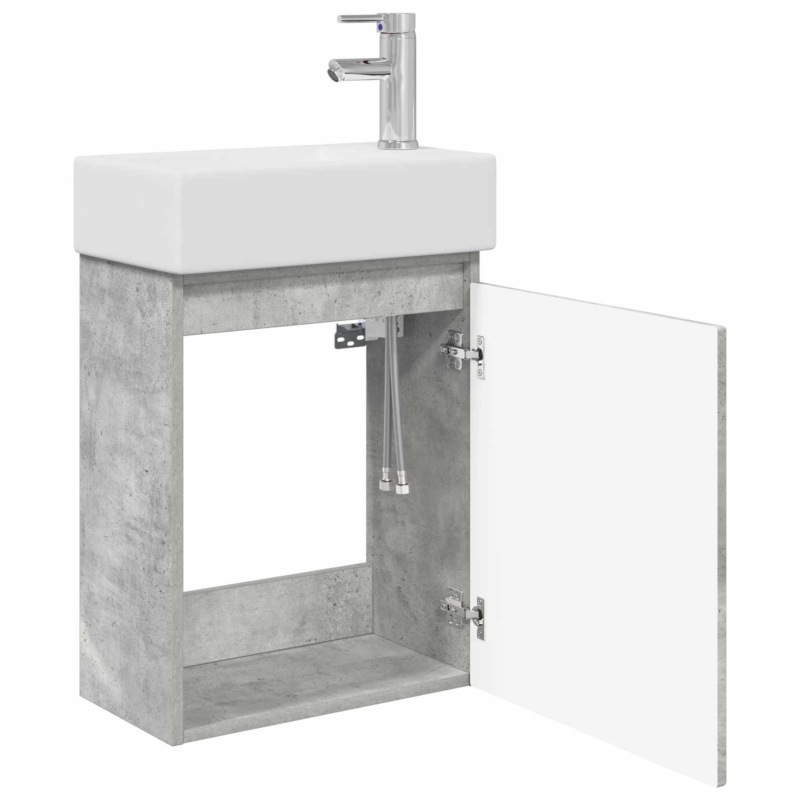 Mobile bagno con rubinetto Grigio Cemento 45,5 x 22,5 x 84 cm | homemem39