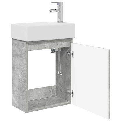 Mobile bagno con rubinetto Grigio Cemento 45,5 x 22,5 x 84 cm | homemem39