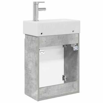Mobile bagno con rubinetto Grigio Cemento 45,5 x 22,5 x 84 cm | homemem39