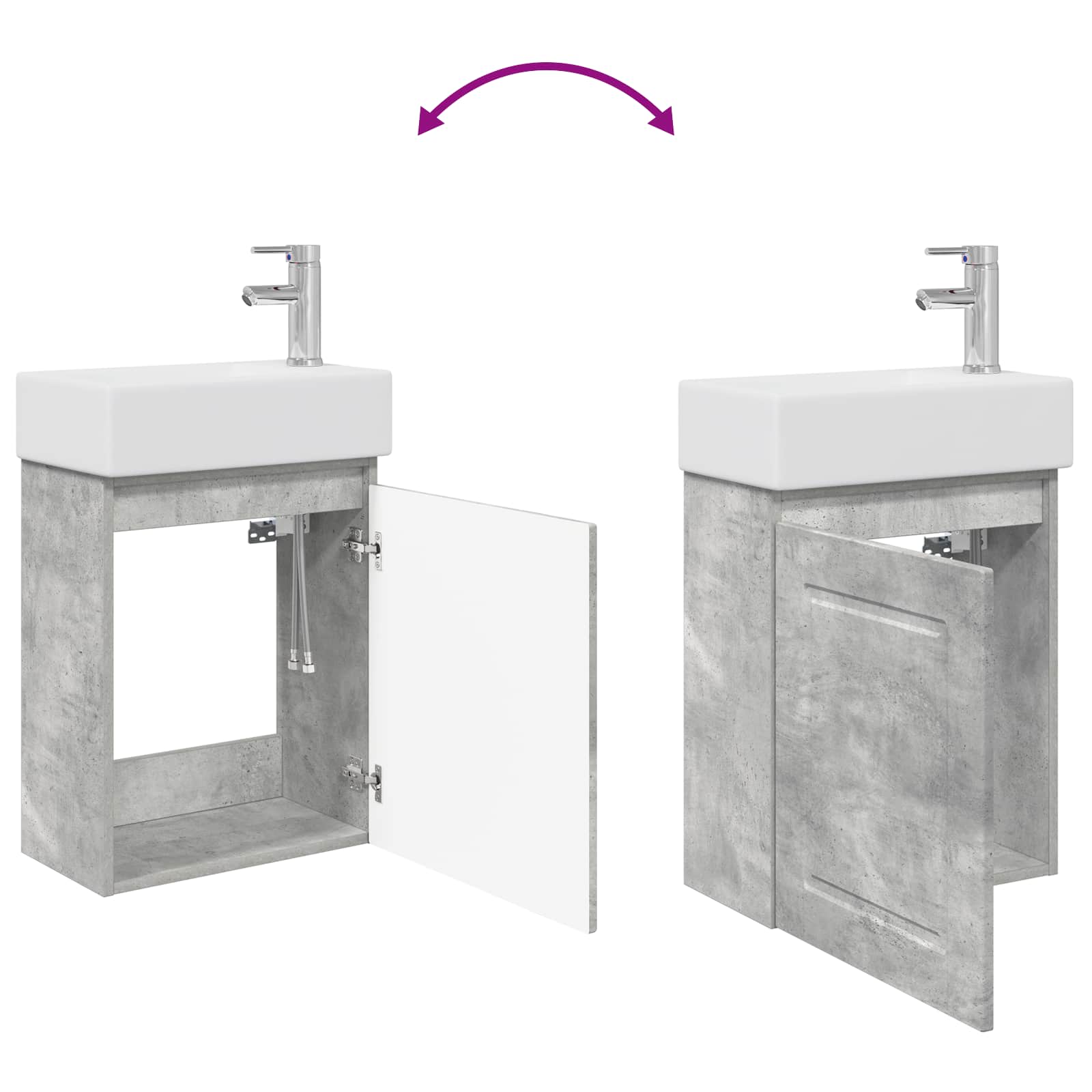 Mobile bagno con rubinetto Grigio Cemento 45,5 x 22,5 x 84 cm | homemem39