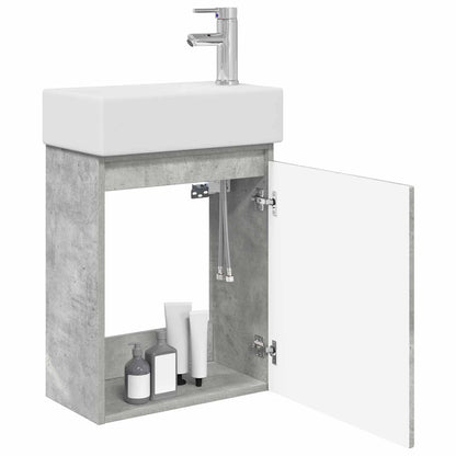 Mobile bagno con rubinetto Grigio Cemento 45,5 x 22,5 x 84 cm | homemem39