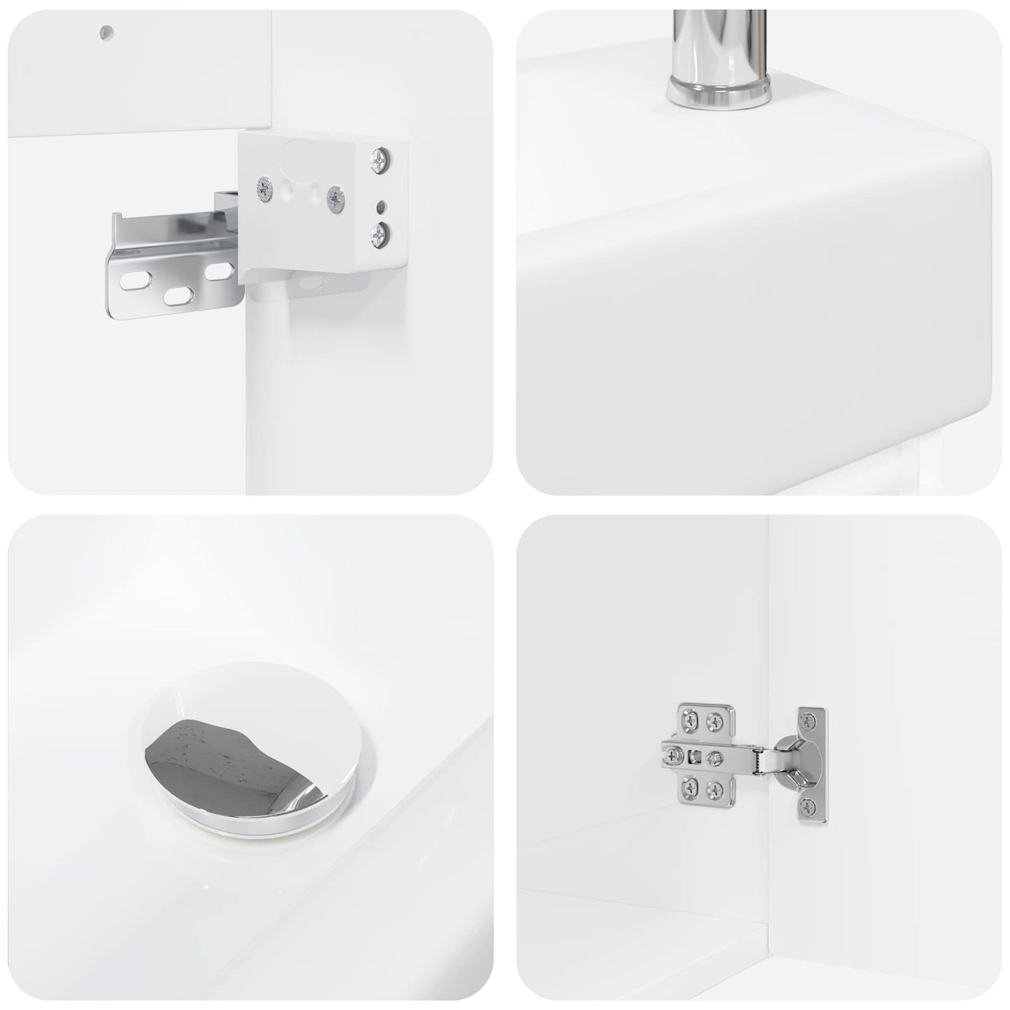 Mobile bagno con rubinetto Bianco Lucido 45,5 x 22,5 x 84 cm | homemem39