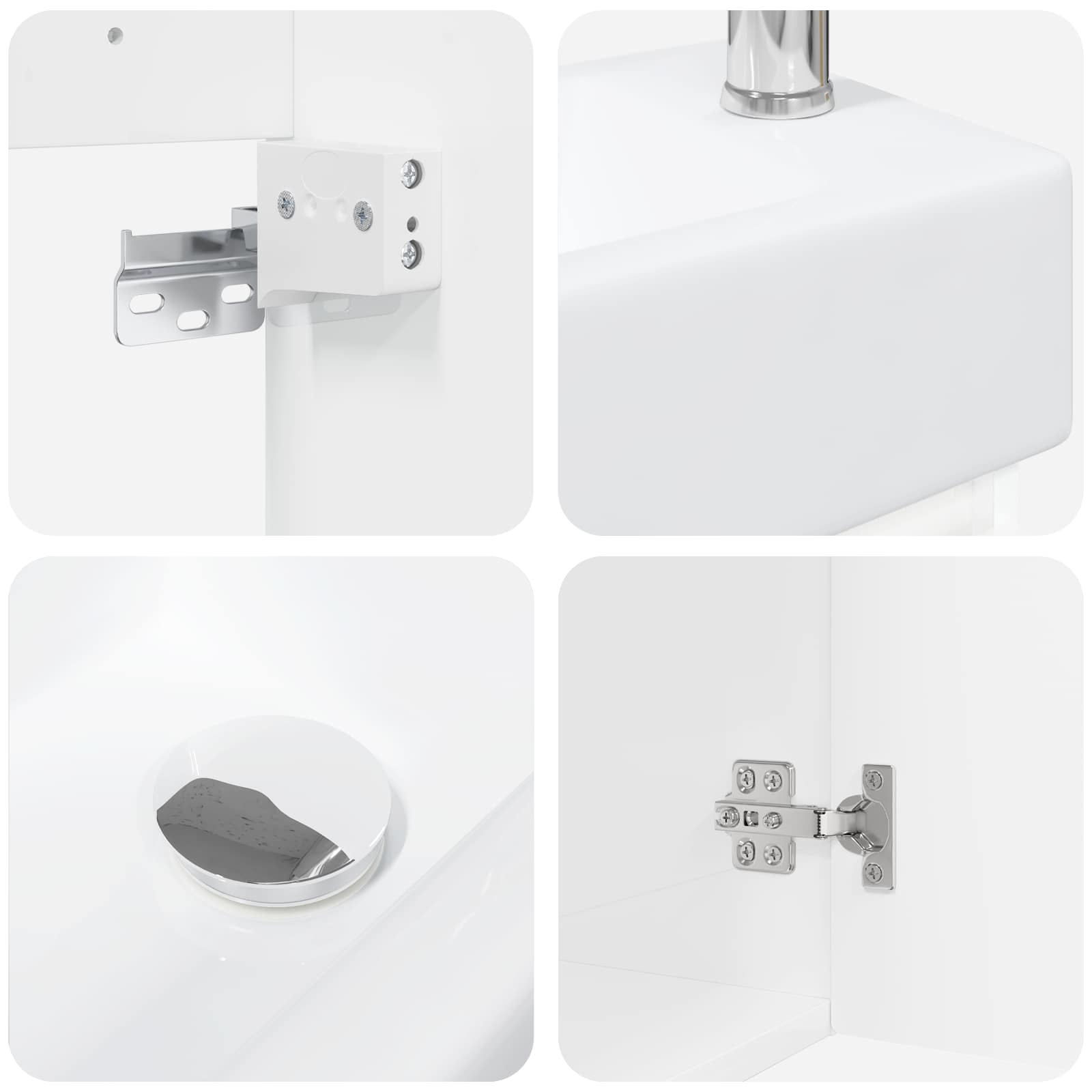 Mobile bagno con rubinetto Bianco Lucido 45,5 x 22,5 x 84 cm | homemem39
