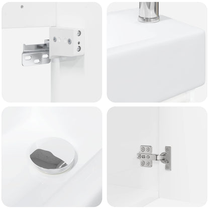 Mobile bagno con rubinetto Bianco Lucido 45,5 x 22,5 x 84 cm | homemem39