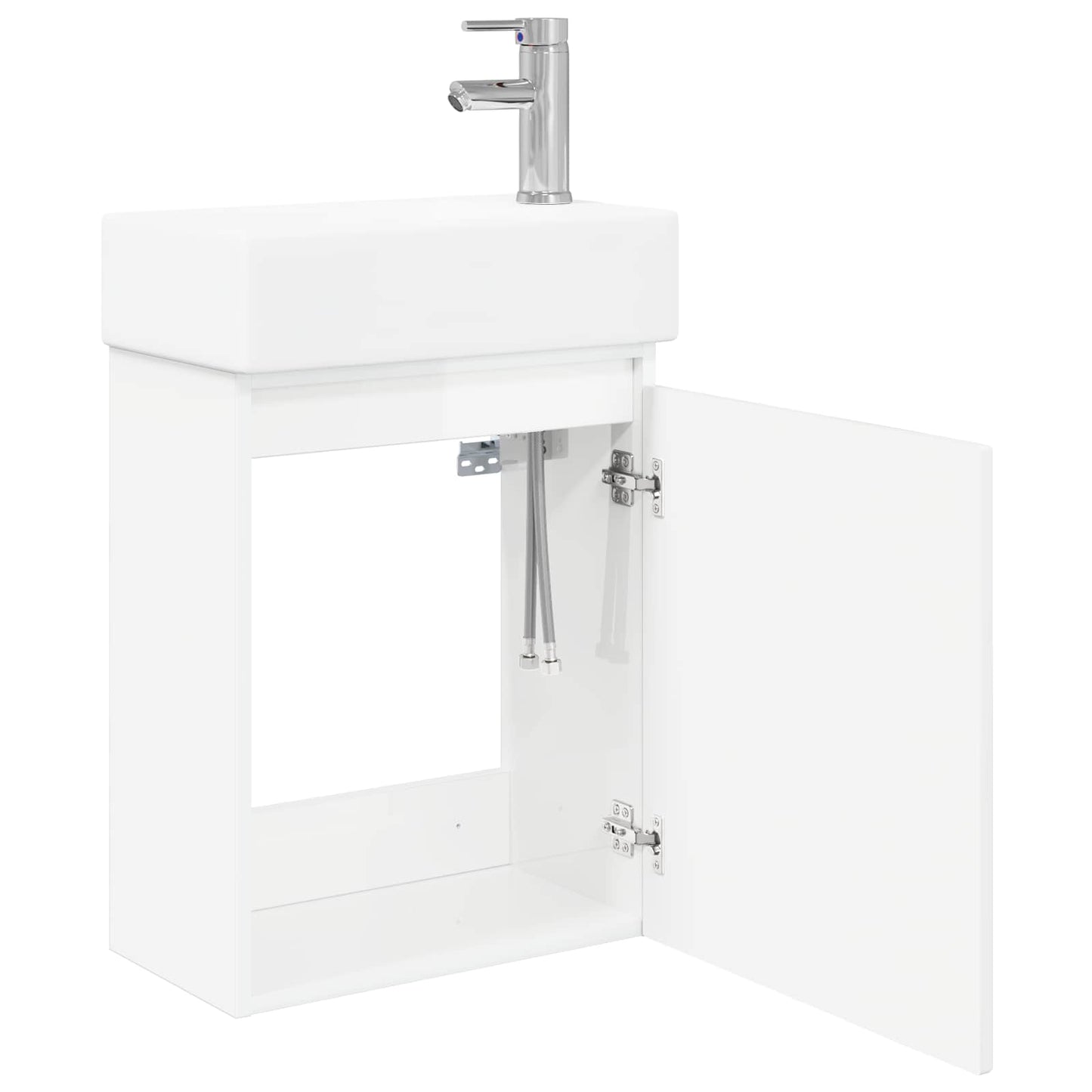 Mobile bagno con rubinetto Bianco Lucido 45,5 x 22,5 x 84 cm | homemem39