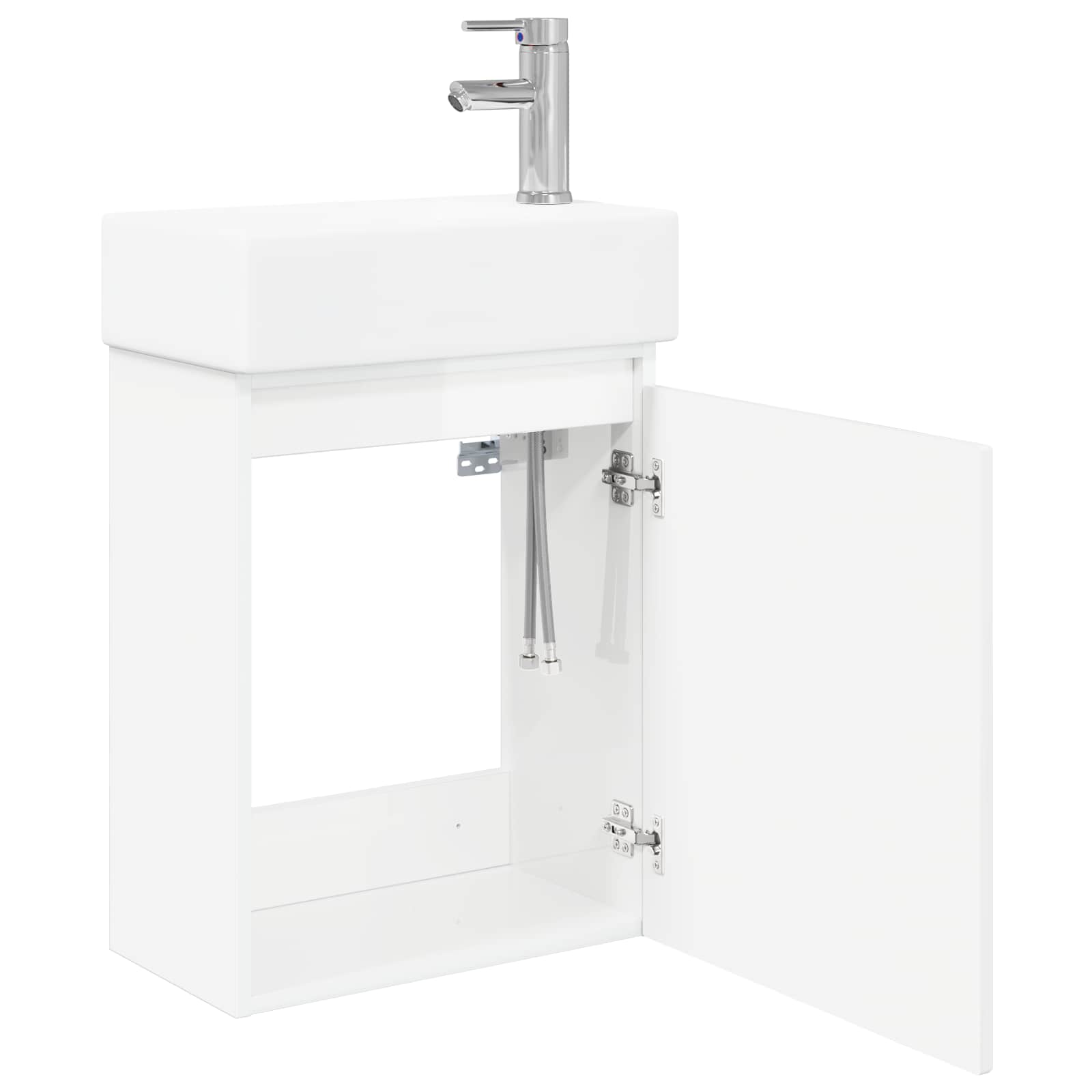 Mobile bagno con rubinetto Bianco Lucido 45,5 x 22,5 x 84 cm | homemem39