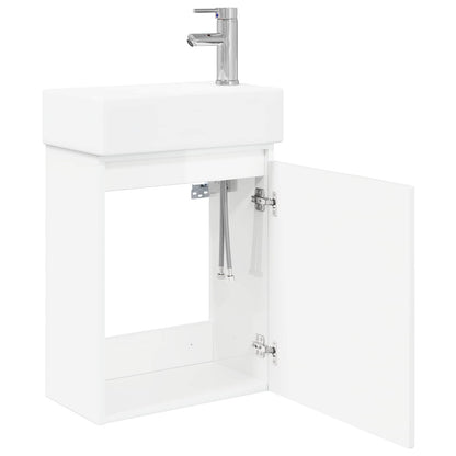 Mobile bagno con rubinetto Bianco Lucido 45,5 x 22,5 x 84 cm | homemem39