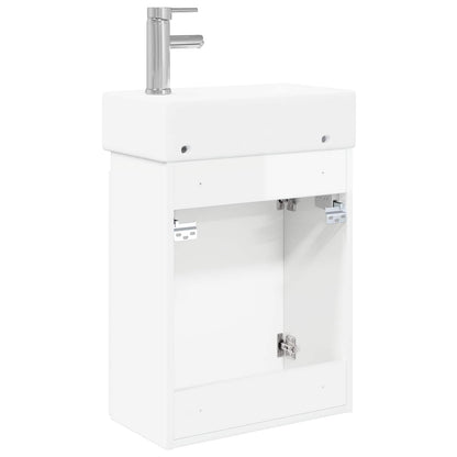 Mobile bagno con rubinetto Bianco Lucido 45,5 x 22,5 x 84 cm | homemem39