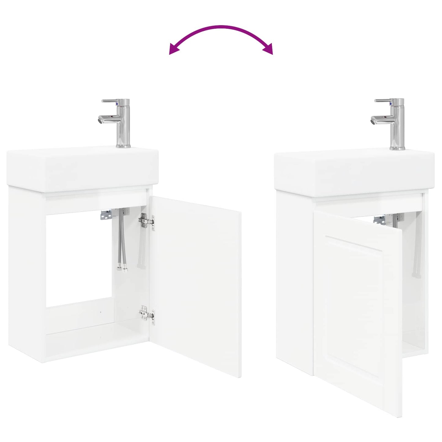 Mobile bagno con rubinetto Bianco Lucido 45,5 x 22,5 x 84 cm | homemem39