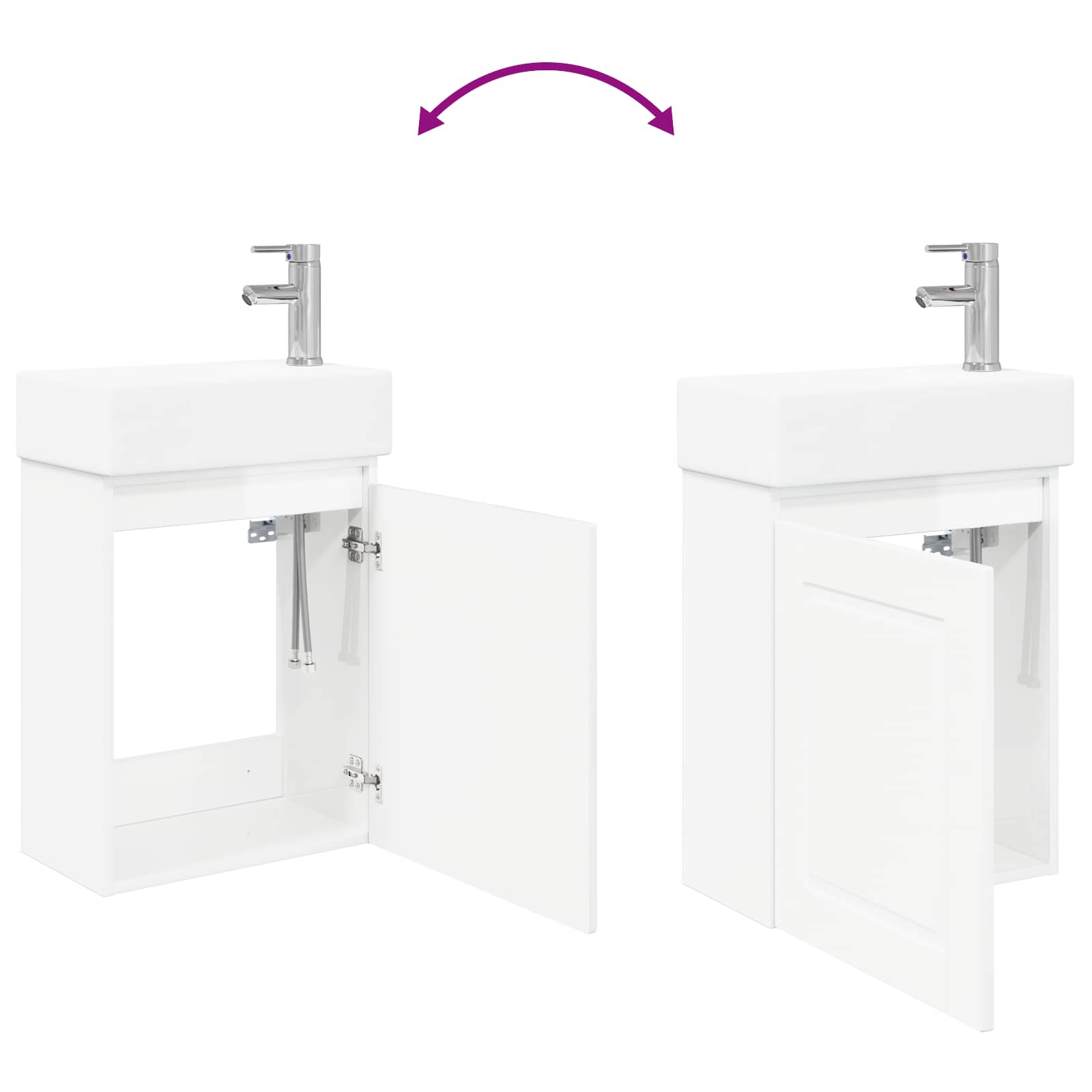 Mobile bagno con rubinetto Bianco Lucido 45,5 x 22,5 x 84 cm | homemem39