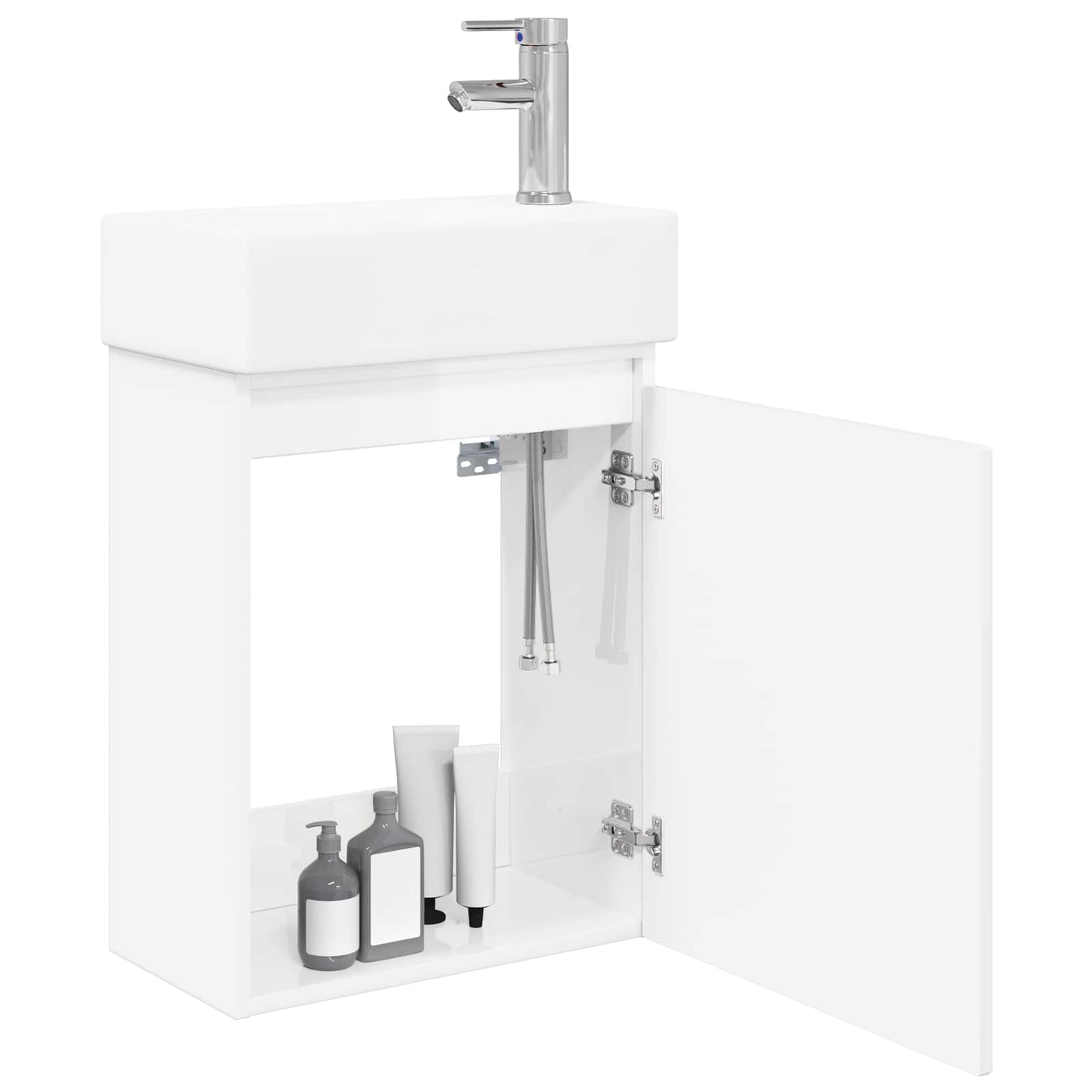 Mobile bagno con rubinetto Bianco Lucido 45,5 x 22,5 x 84 cm | homemem39