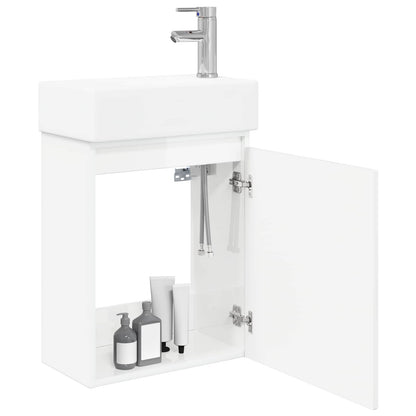 Mobile bagno con rubinetto Bianco Lucido 45,5 x 22,5 x 84 cm | homemem39
