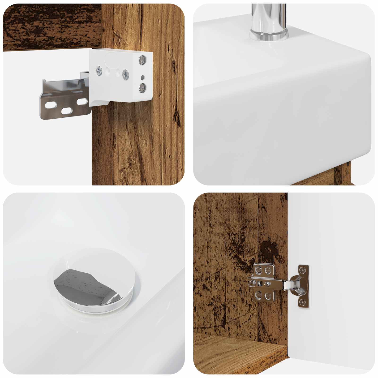 Mobile bagno con rubinetto Legno antico 45,5 x 22,5 x 84 cm | homemem39