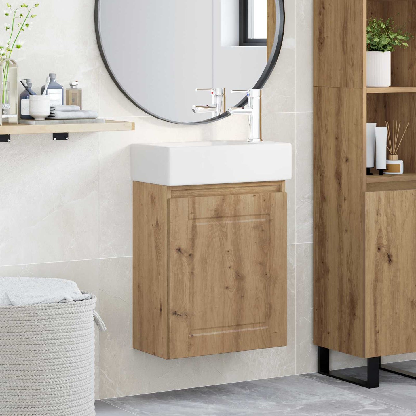 Mobile bagno con rubinetto Rovere Artigianale | homemem39
