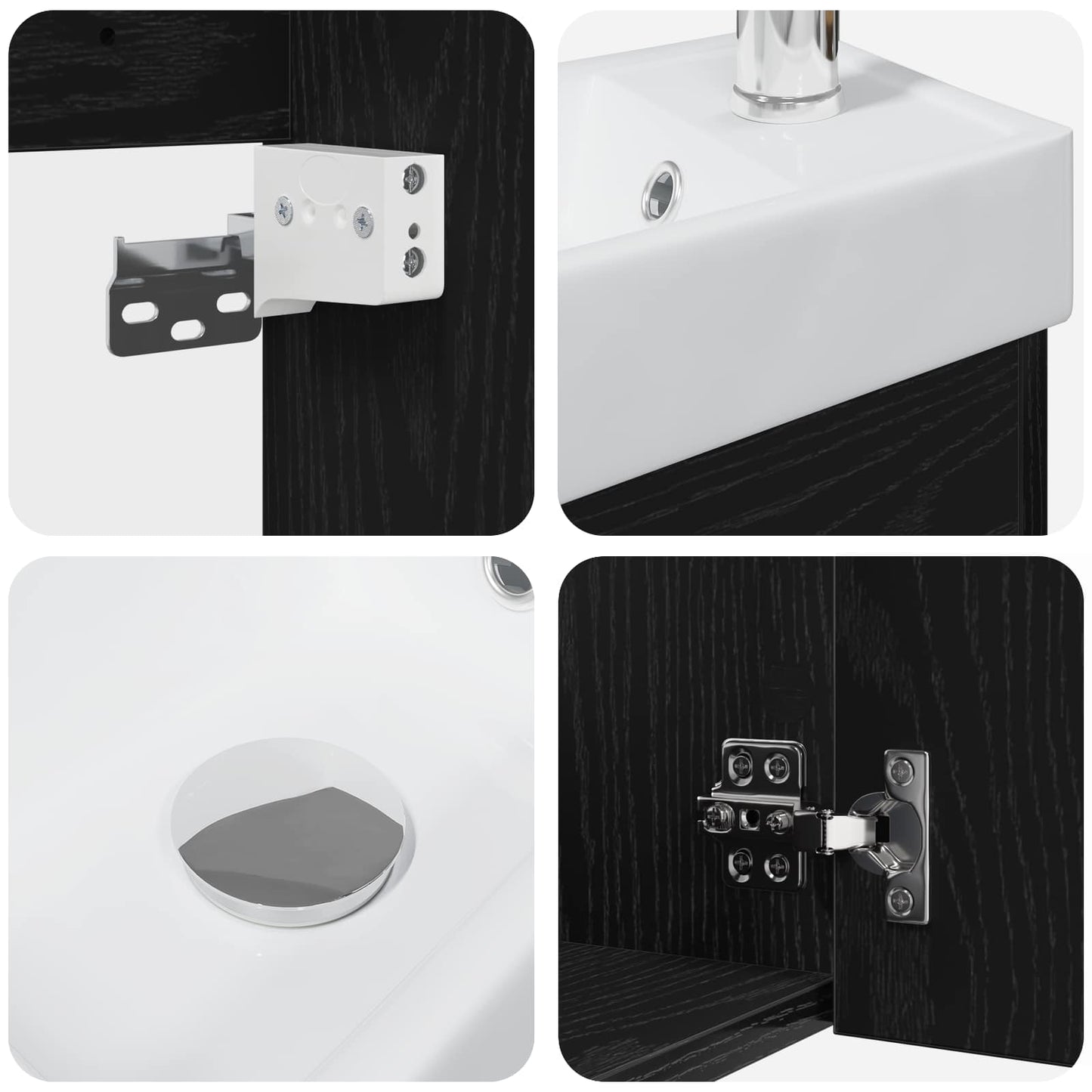 Mobile bagno con rubinetto Rovere Nero 40,5 x 22,5 x 62 cm | homemem39
