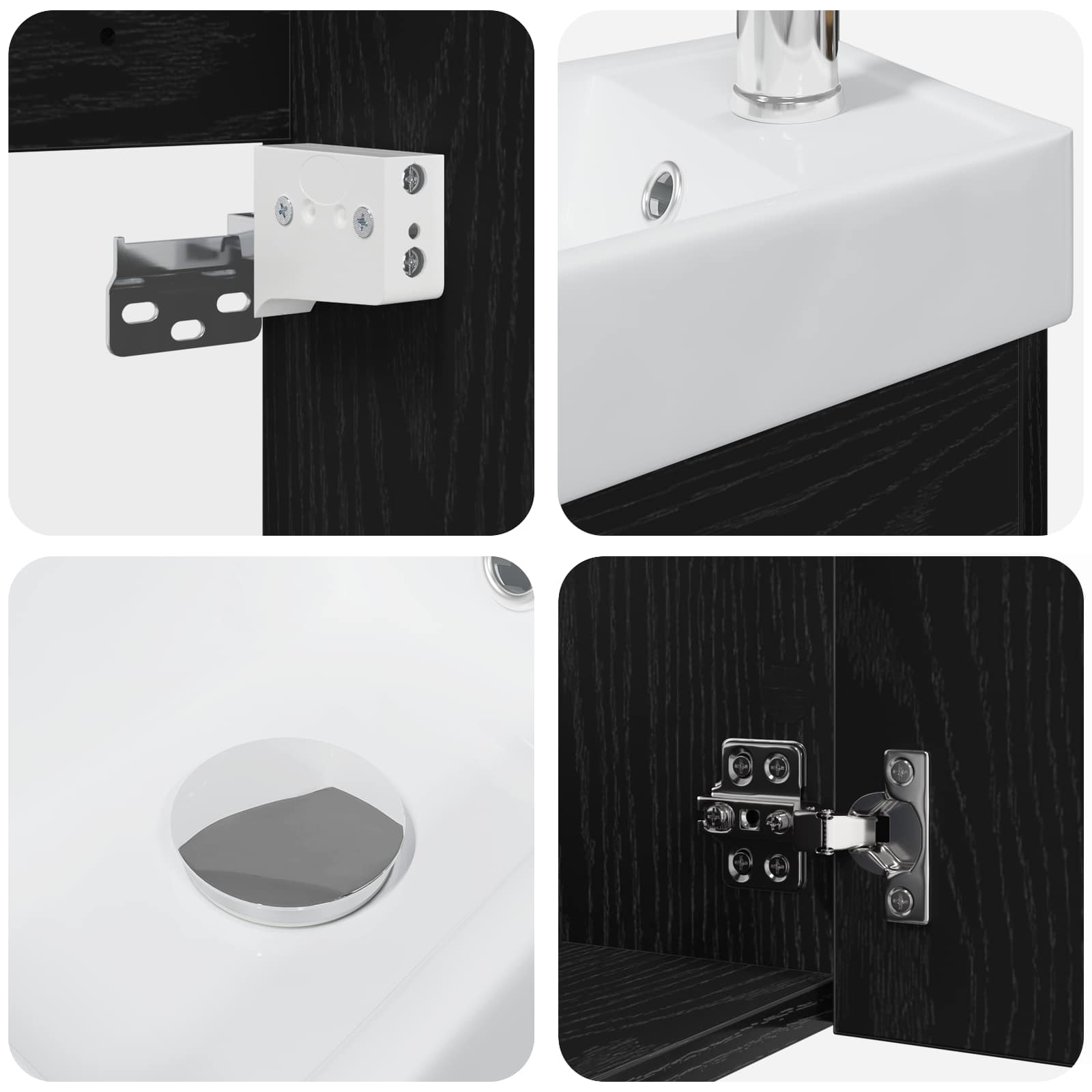 Mobile bagno con rubinetto Rovere Nero 40,5 x 22,5 x 62 cm | homemem39