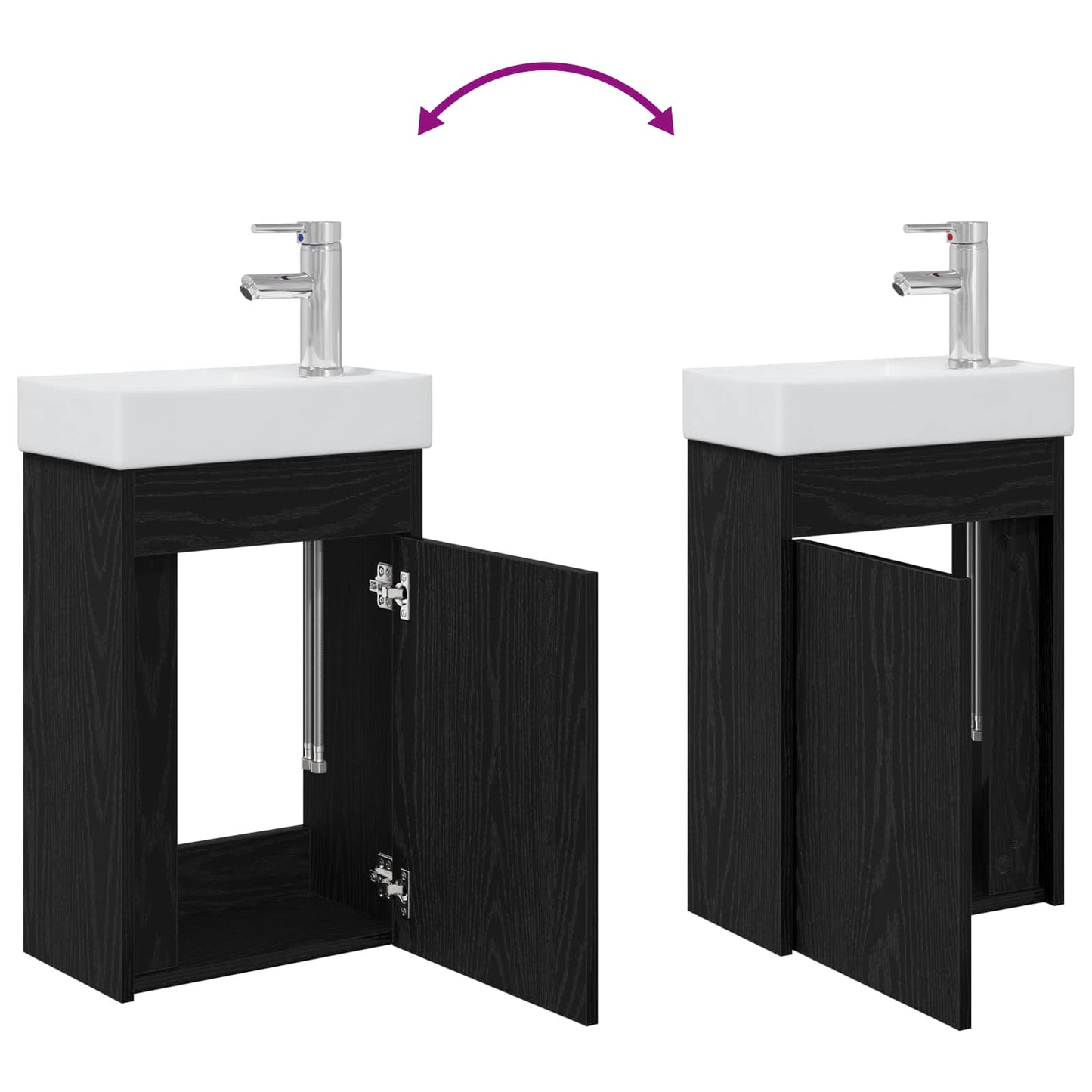 Mobile bagno con rubinetto Rovere Nero 40,5 x 22,5 x 62 cm | homemem39
