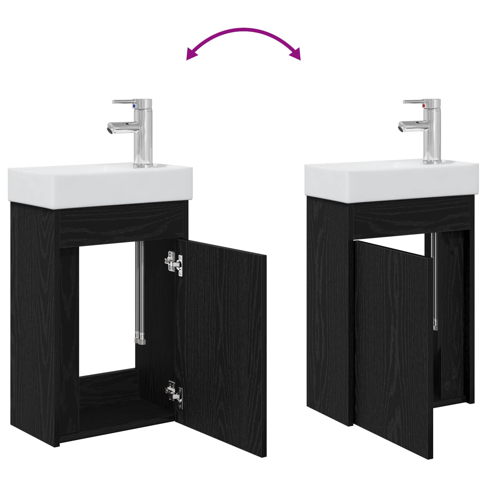 Mobile bagno con rubinetto Rovere Nero 40,5 x 22,5 x 62 cm | homemem39