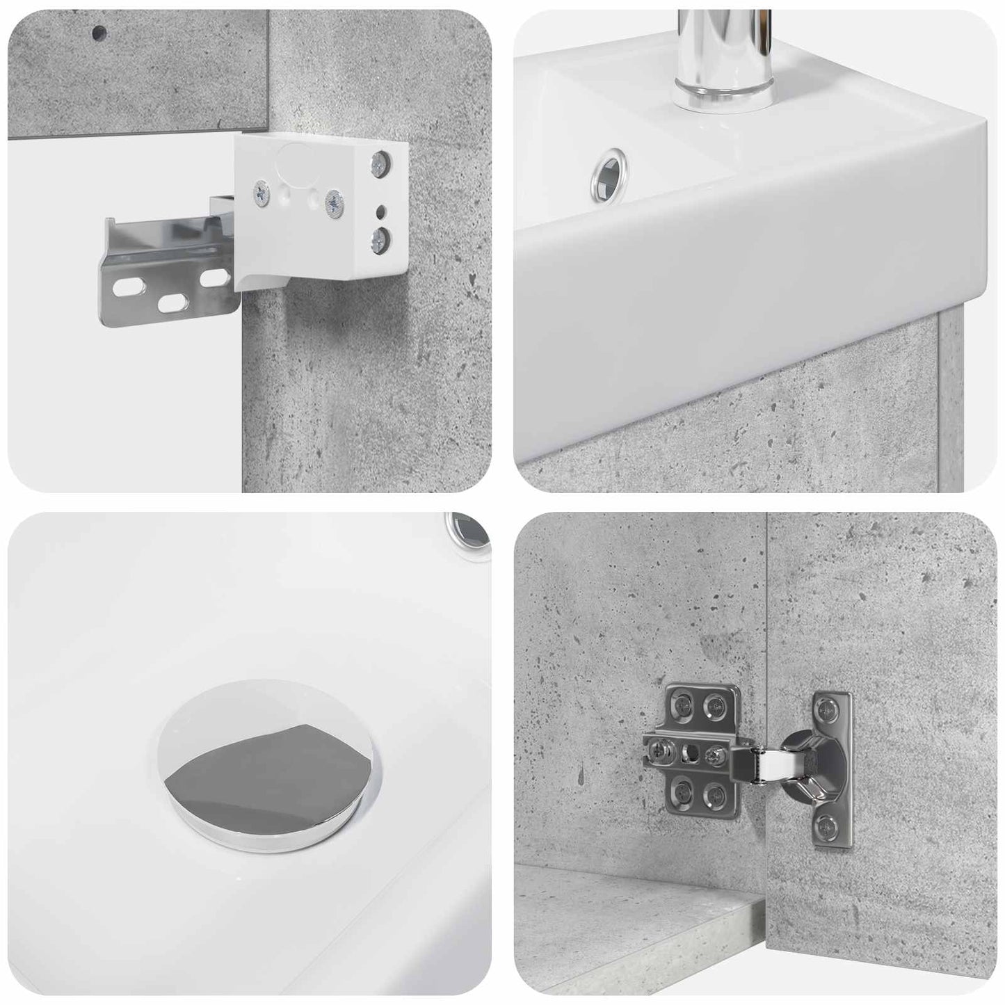 Mobile bagno con rubinetto Grigio Cemento 40,5 x 22,5 x 62 cm | homemem39