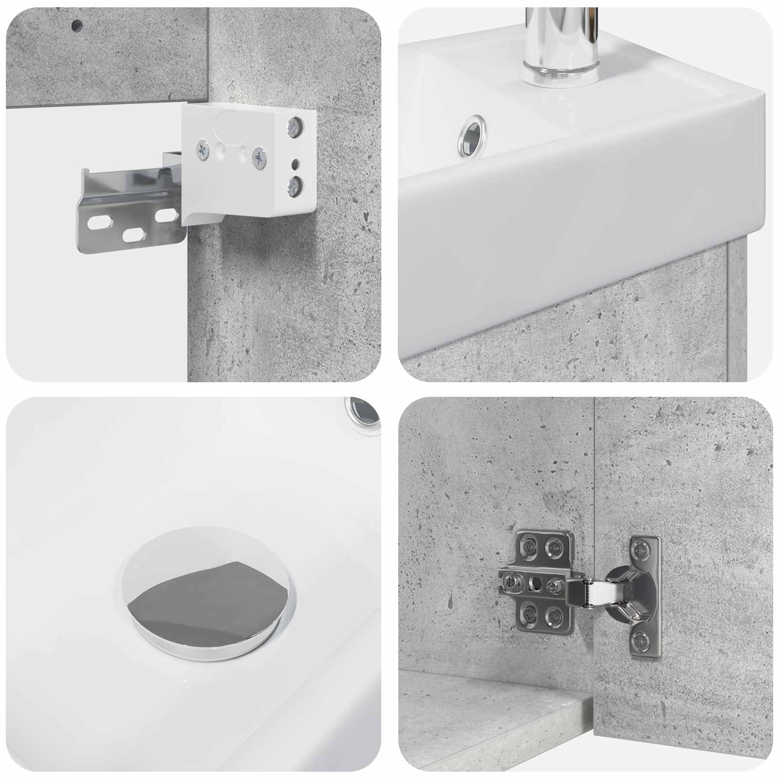 Mobile bagno con rubinetto Grigio Cemento 40,5 x 22,5 x 62 cm | homemem39