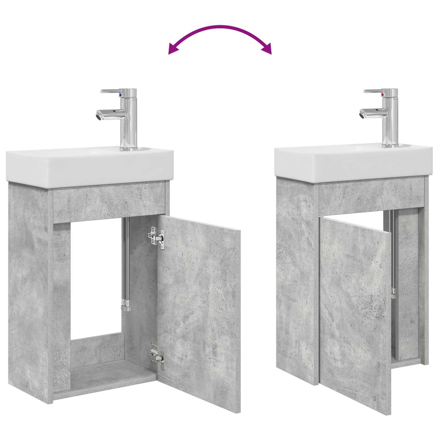 Mobile bagno con rubinetto Grigio Cemento 40,5 x 22,5 x 62 cm | homemem39