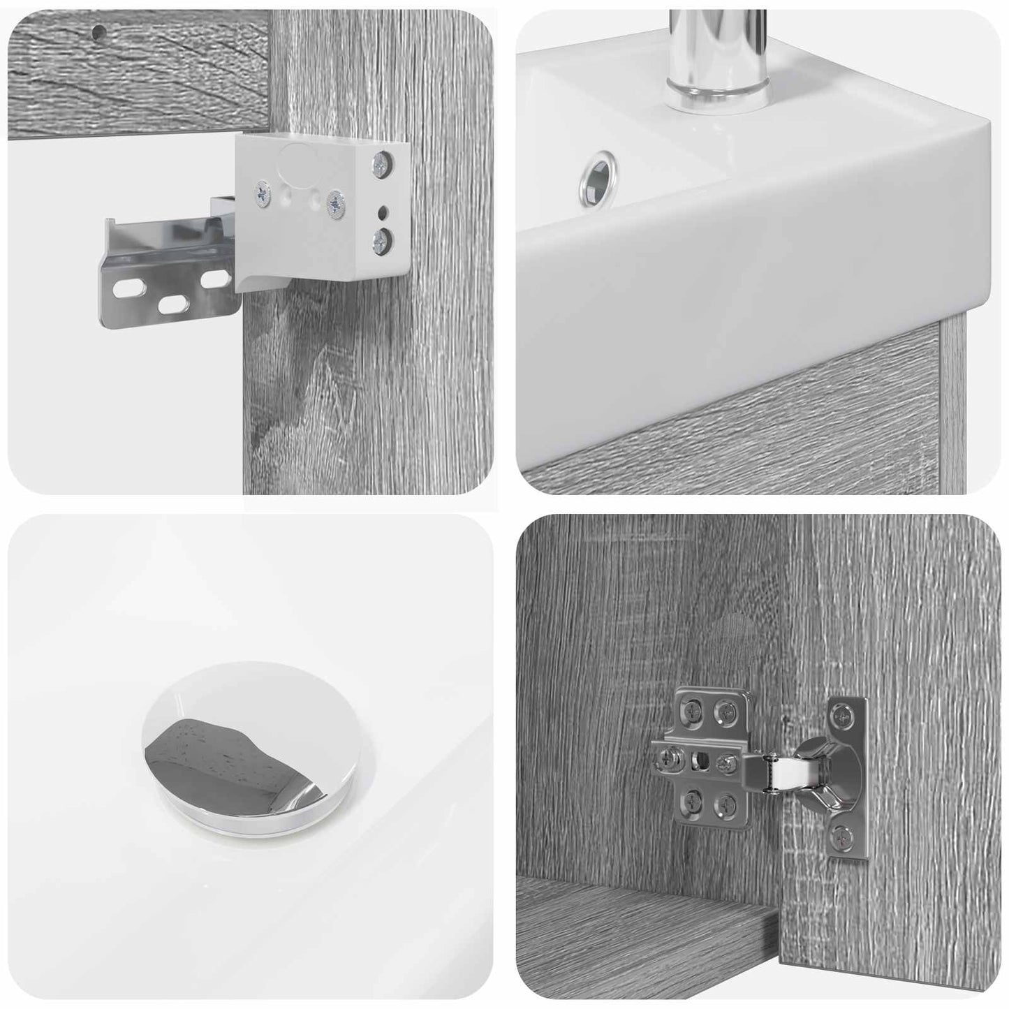 Mobile bagno con rubinetto Sonoma grigio 40,5 x 22,5 x 62 cm | homemem39