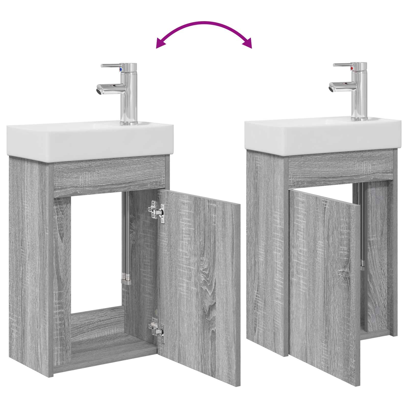 Mobile bagno con rubinetto Sonoma grigio 40,5 x 22,5 x 62 cm | homemem39