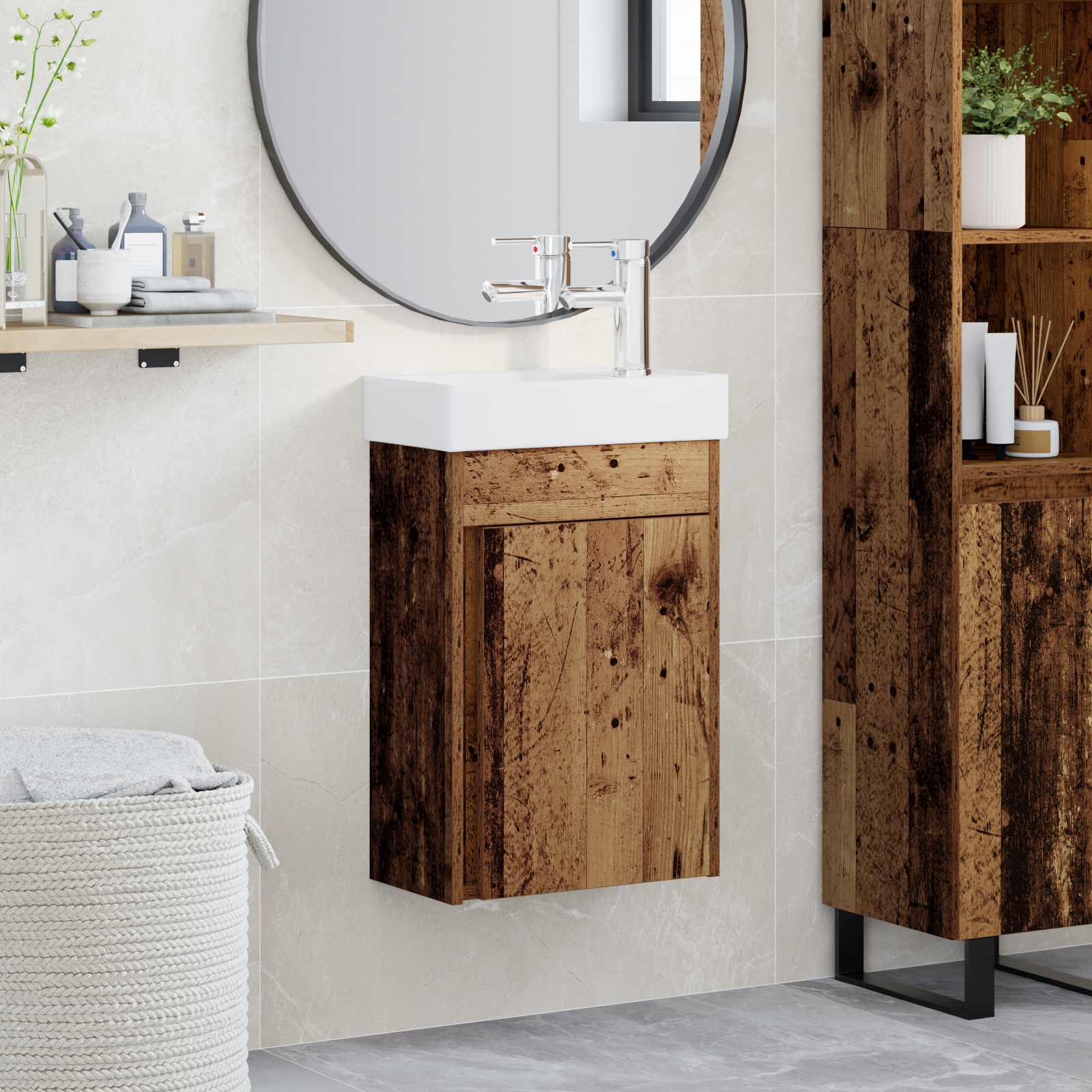 Mobile bagno con rubinetto Legno antico 40,5 x 22,5 x 62 cm | homemem39