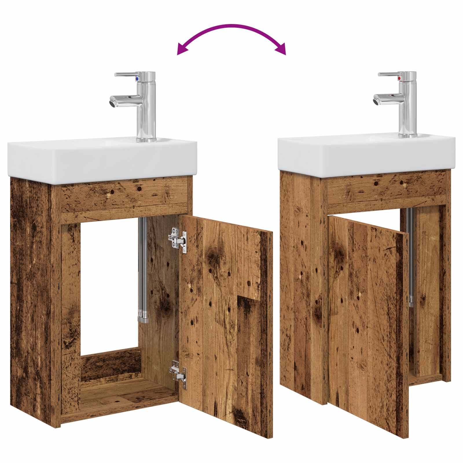 Mobile bagno con rubinetto Legno antico 40,5 x 22,5 x 62 cm | homemem39