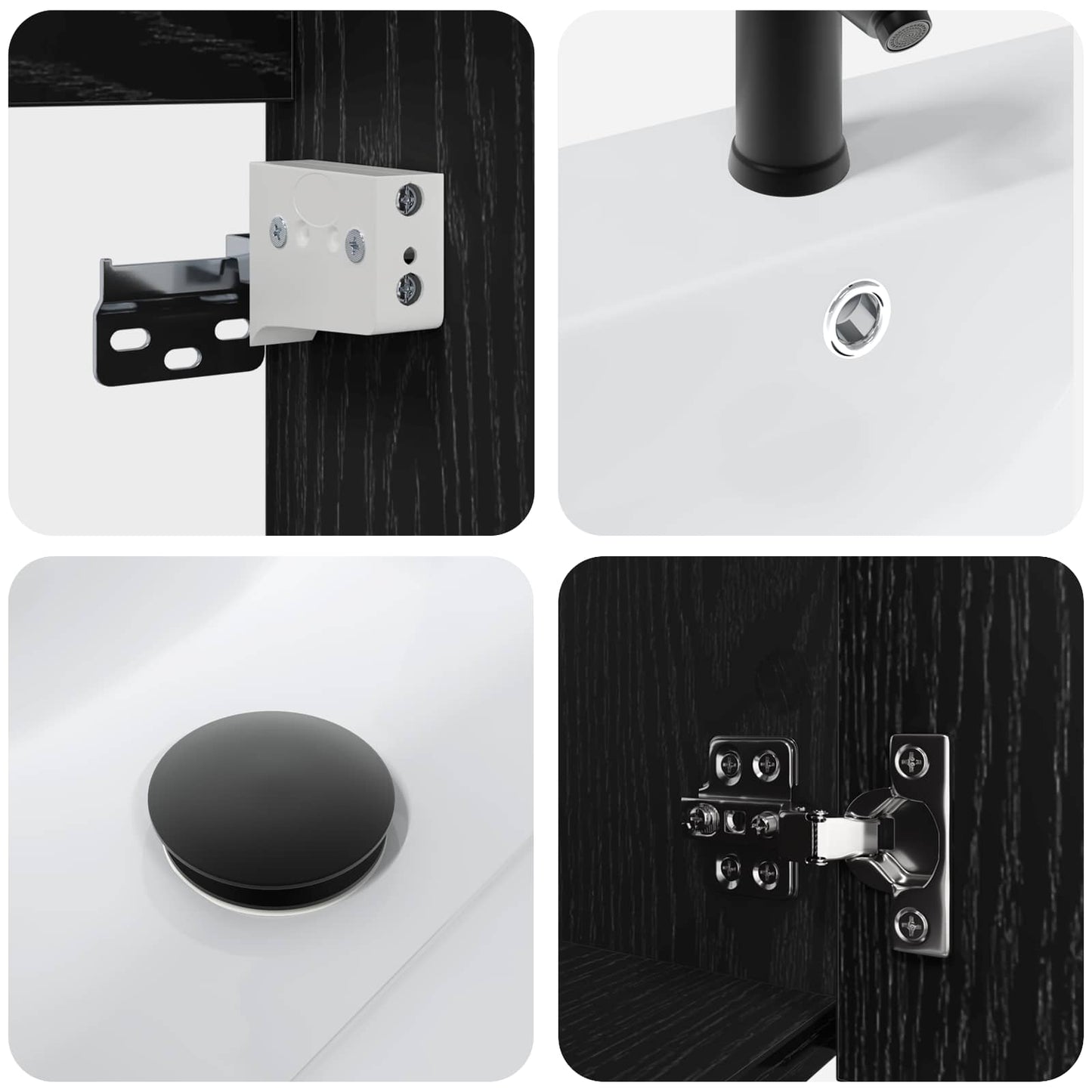 Mobile bagno con rubinetto Rovere Nero 42 x 40 x 74,5 cm | homemem39