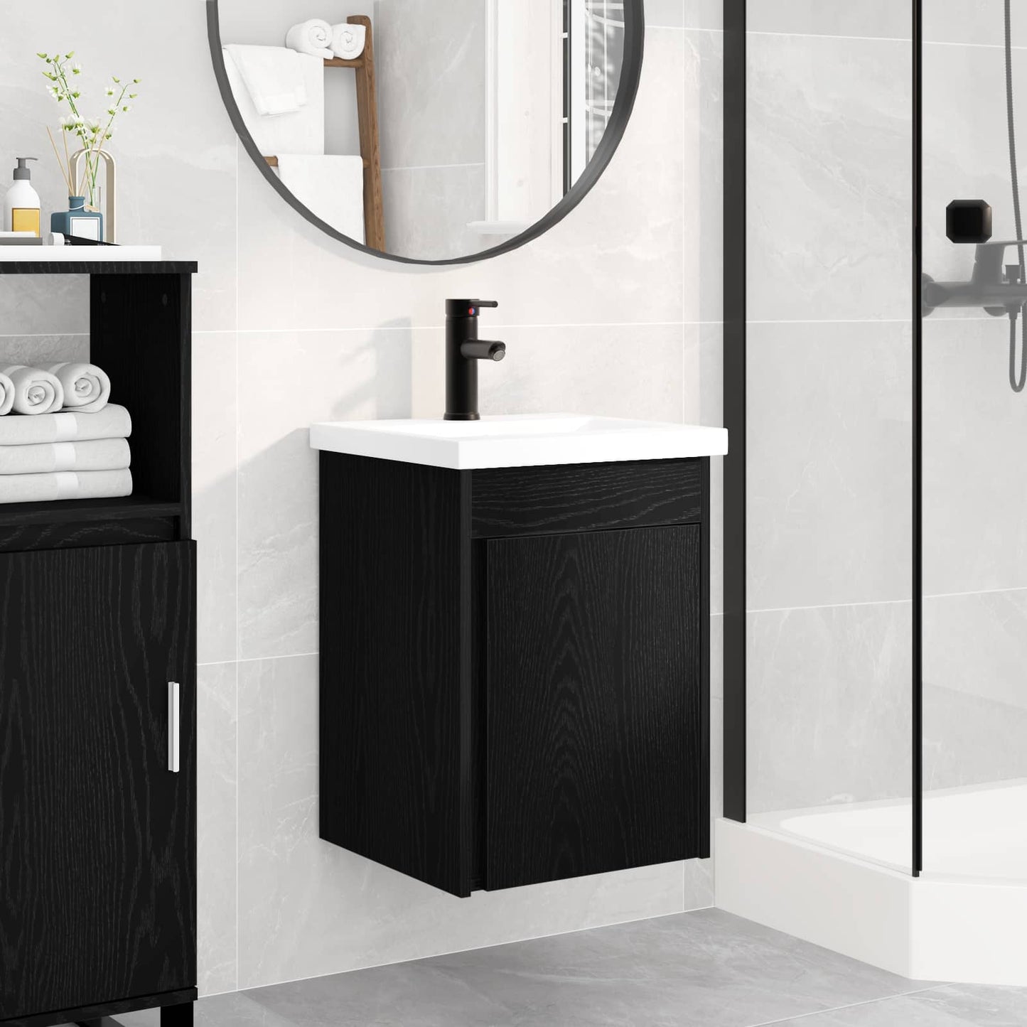 Mobile bagno con rubinetto Rovere Nero 42 x 40 x 74,5 cm | homemem39