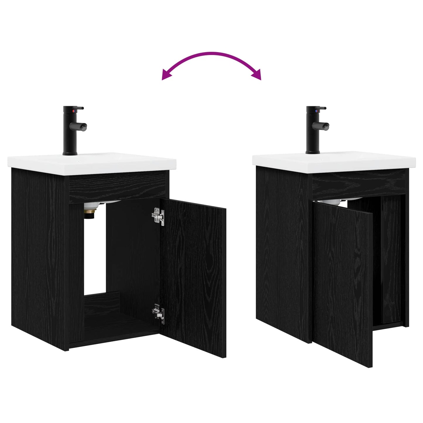 Mobile bagno con rubinetto Rovere Nero 42 x 40 x 74,5 cm | homemem39