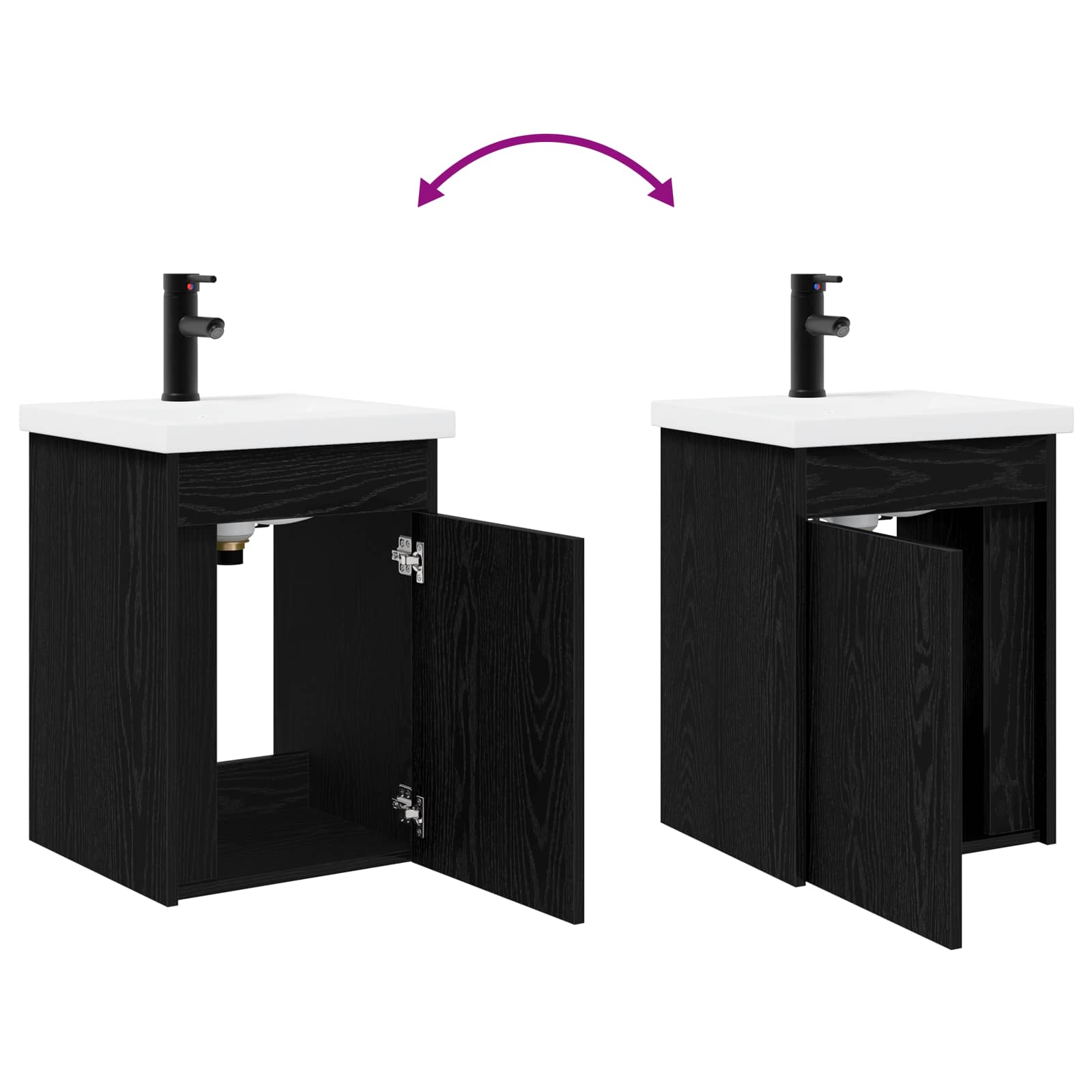 Mobile bagno con rubinetto Rovere Nero 42 x 40 x 74,5 cm | homemem39