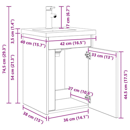 Mobile bagno con rubinetto Rovere Nero 42 x 40 x 74,5 cm | homemem39