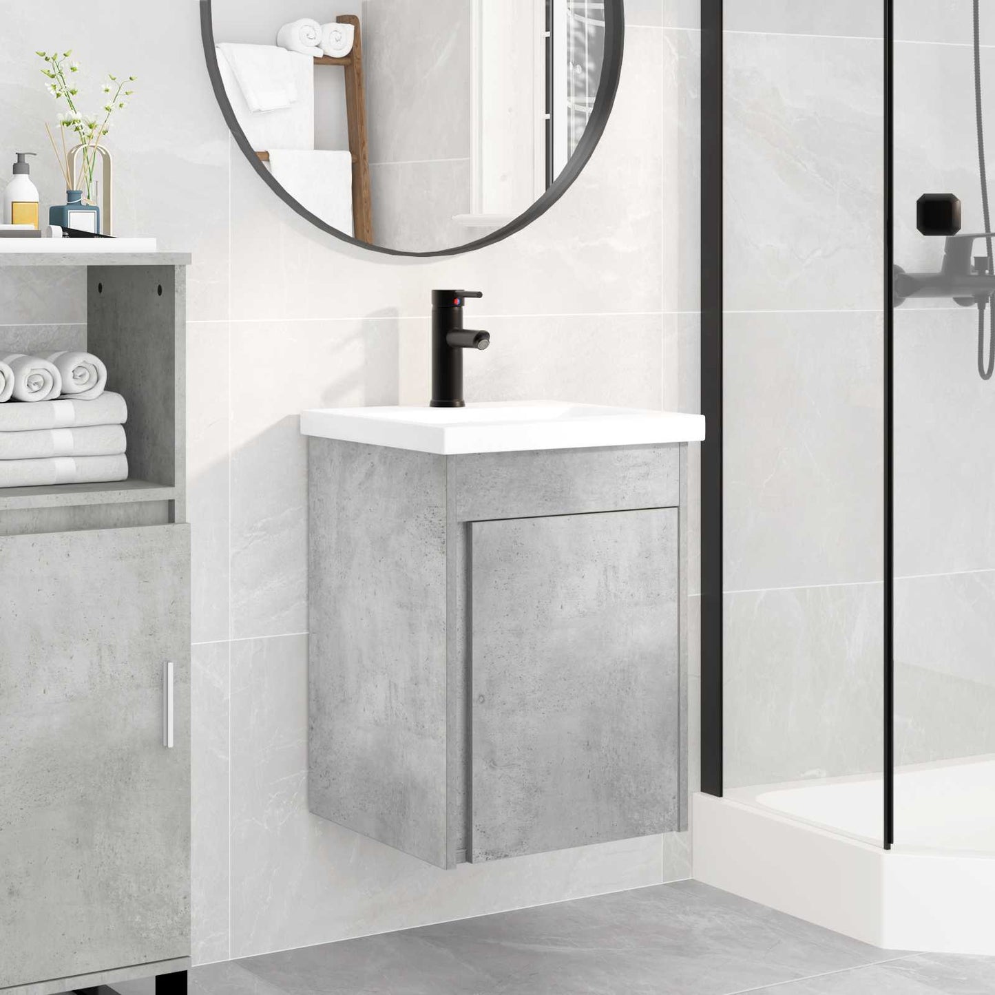 Mobile bagno con rubinetto Grigio Cemento 42 x 40 x 74,5 cm | homemem39
