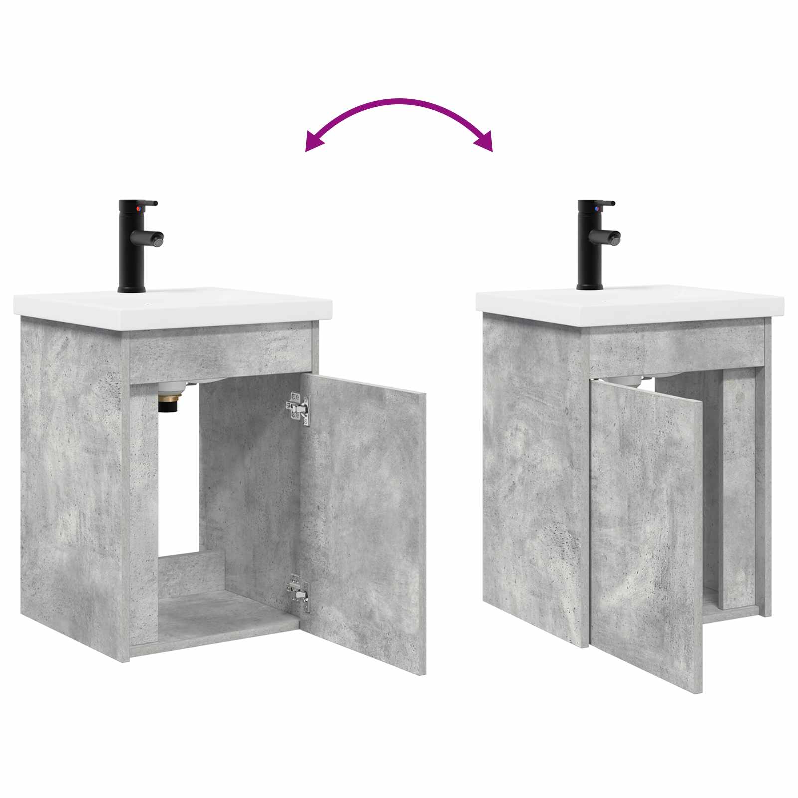 Mobile bagno con rubinetto Grigio Cemento 42 x 40 x 74,5 cm | homemem39