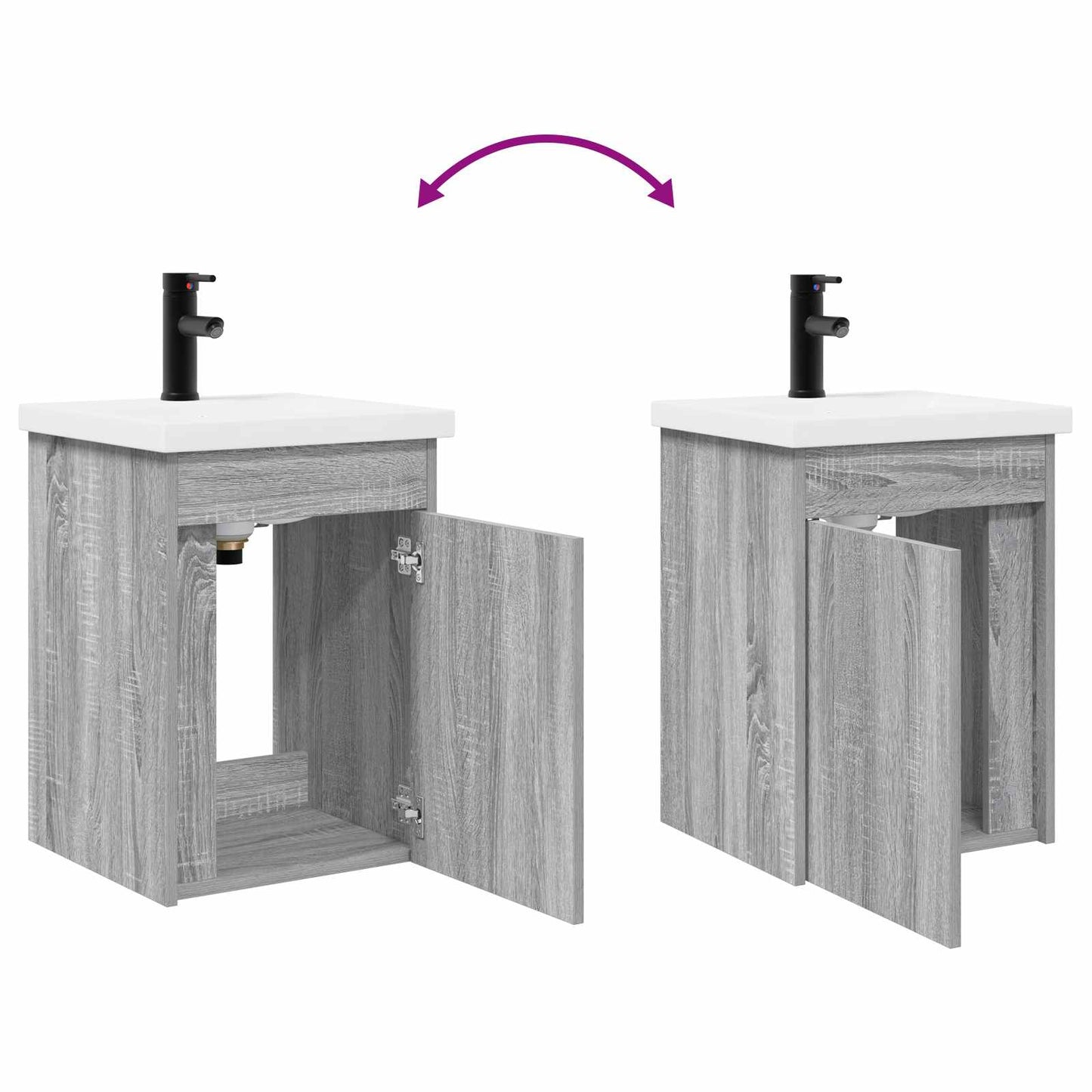 Mobile bagno con rubinetto Sonoma grigio 42 x 40 x 74,5 cm | homemem39