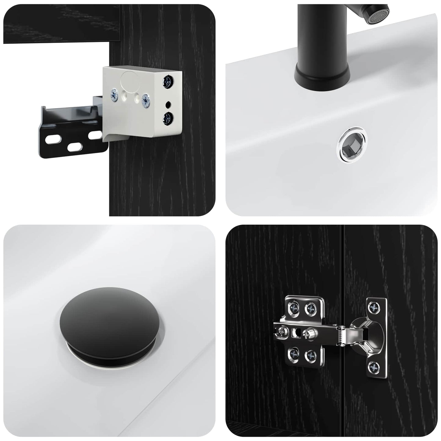 Mobile bagno con rubinetto Rovere Nero 61 x 40 x 74,5 cm | homemem39