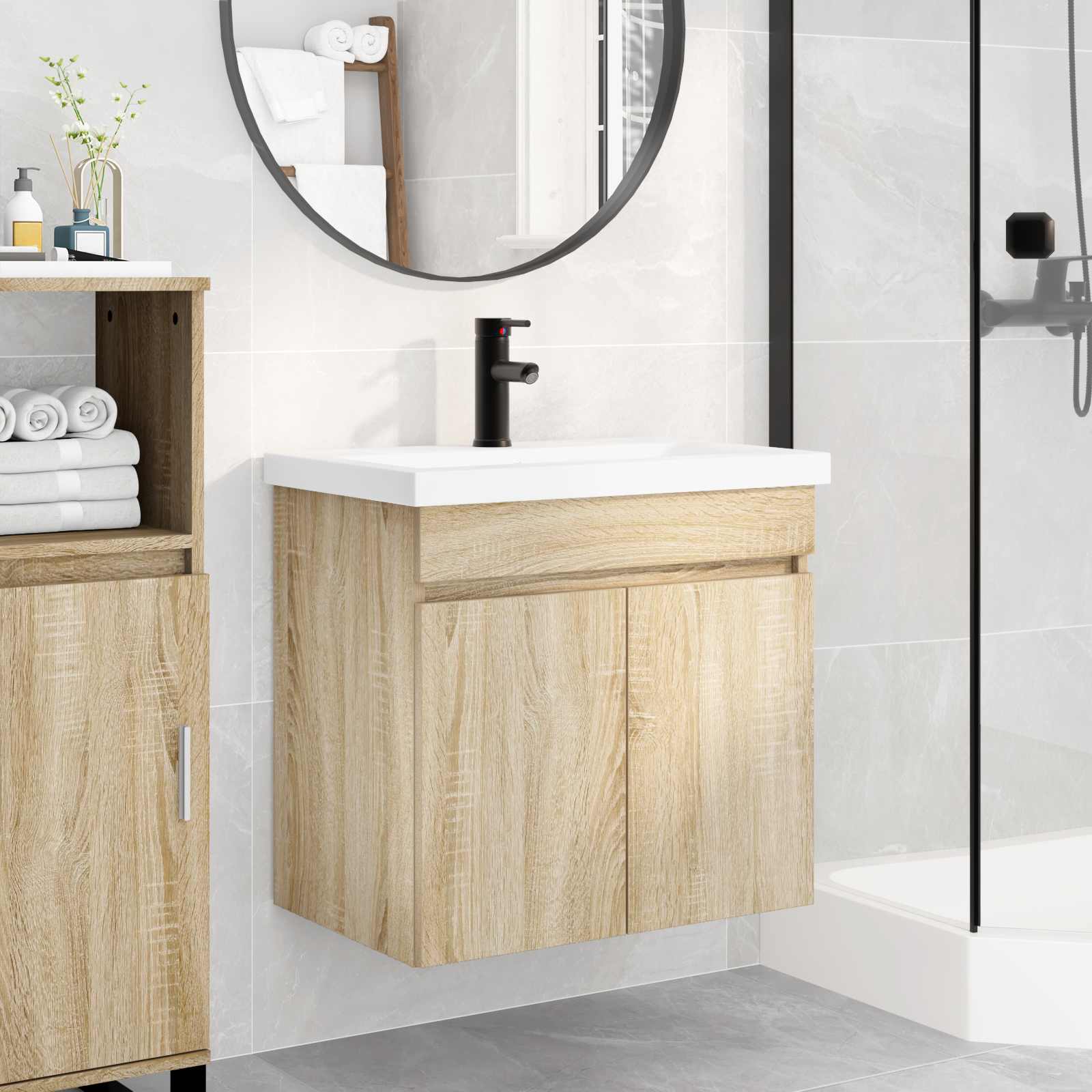 Mobile bagno con rubinetto Rovere Sonoma 61 x 40 x 74,5 cm | homemem39