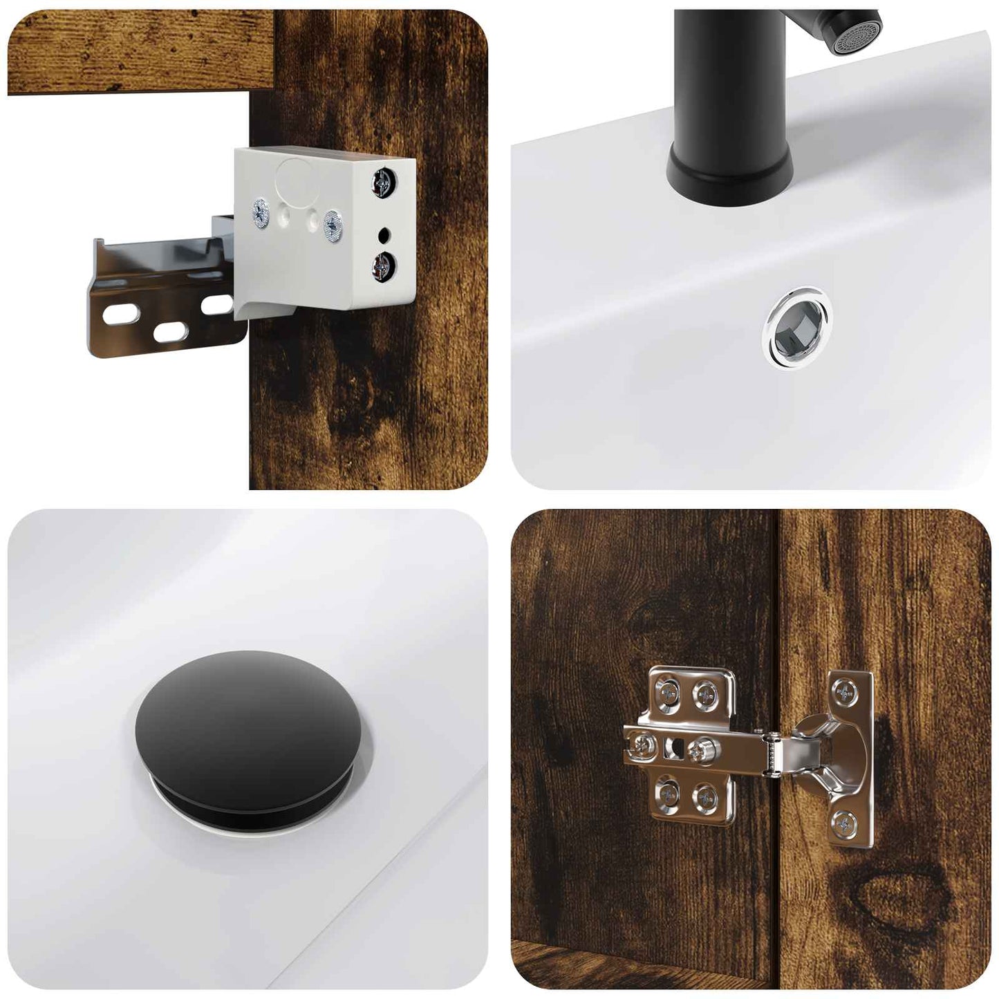 Mobile bagno con rubinetto Rovere Fumo 61 x 40 x 74,5 cm | homemem39