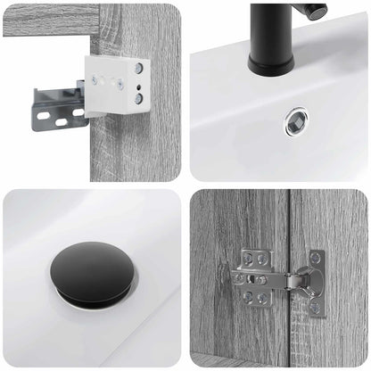 Mobile bagno con rubinetto Sonoma grigio 61 x 40 x 74,5 cm | homemem39