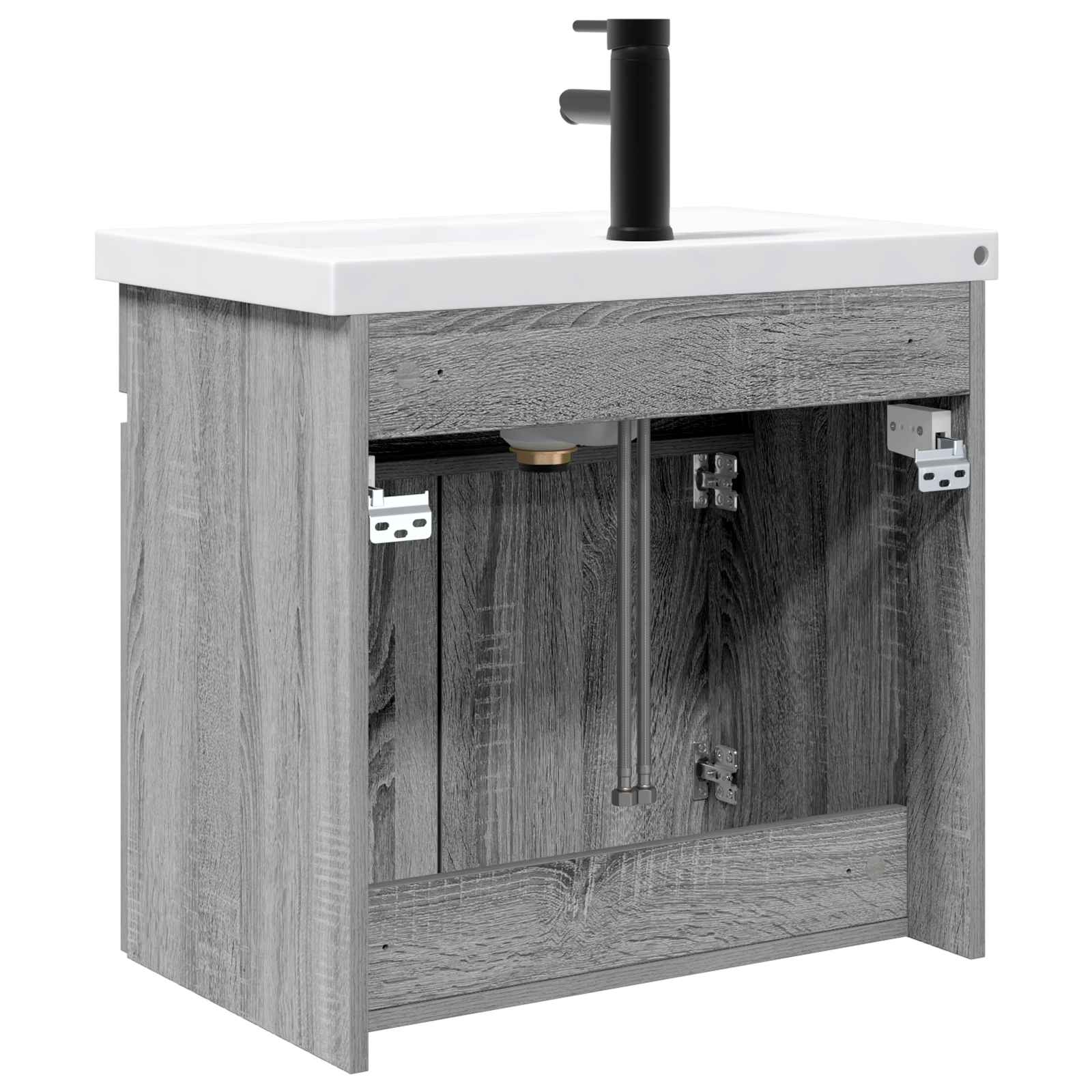 Mobile bagno con rubinetto Sonoma grigio 61 x 40 x 74,5 cm | homemem39