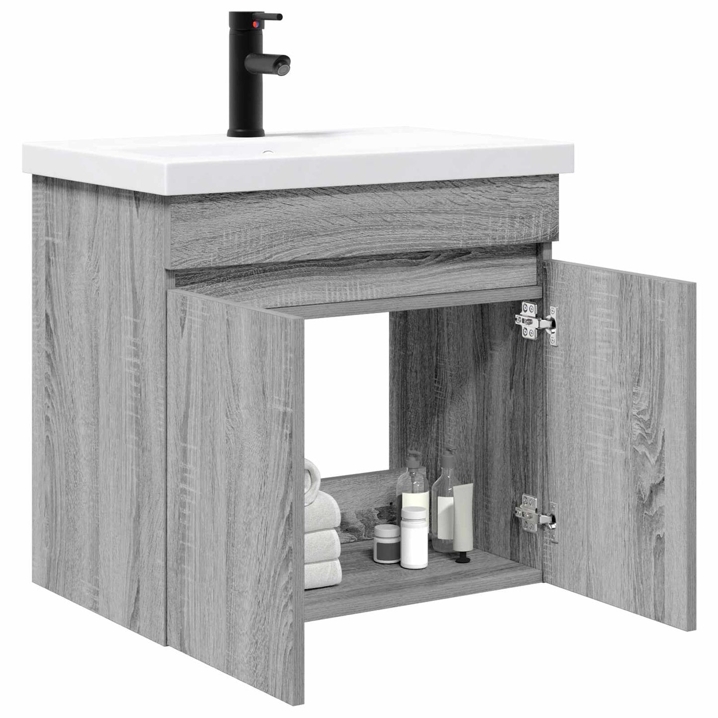 Mobile bagno con rubinetto Sonoma grigio 61 x 40 x 74,5 cm | homemem39