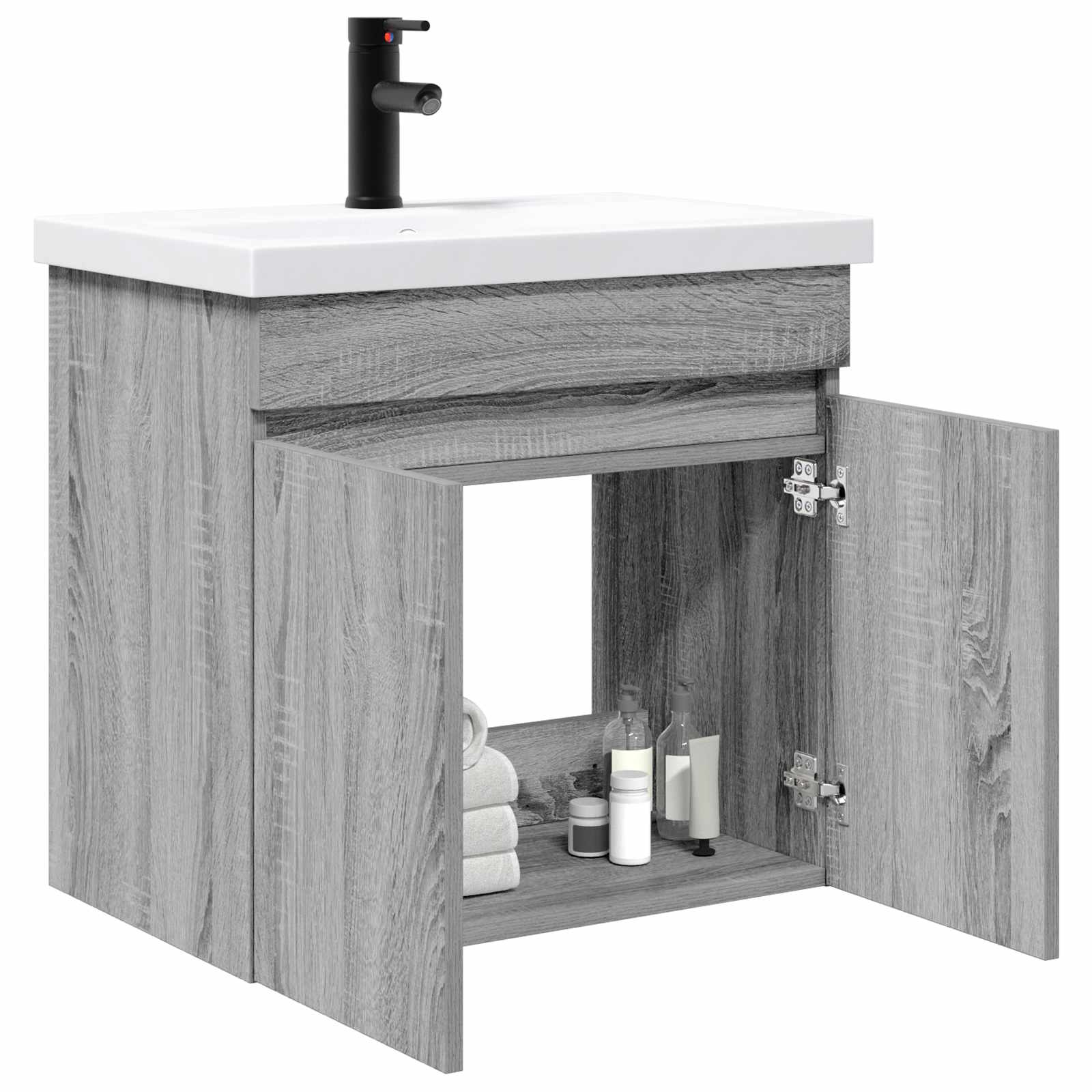 Mobile bagno con rubinetto Sonoma grigio 61 x 40 x 74,5 cm | homemem39