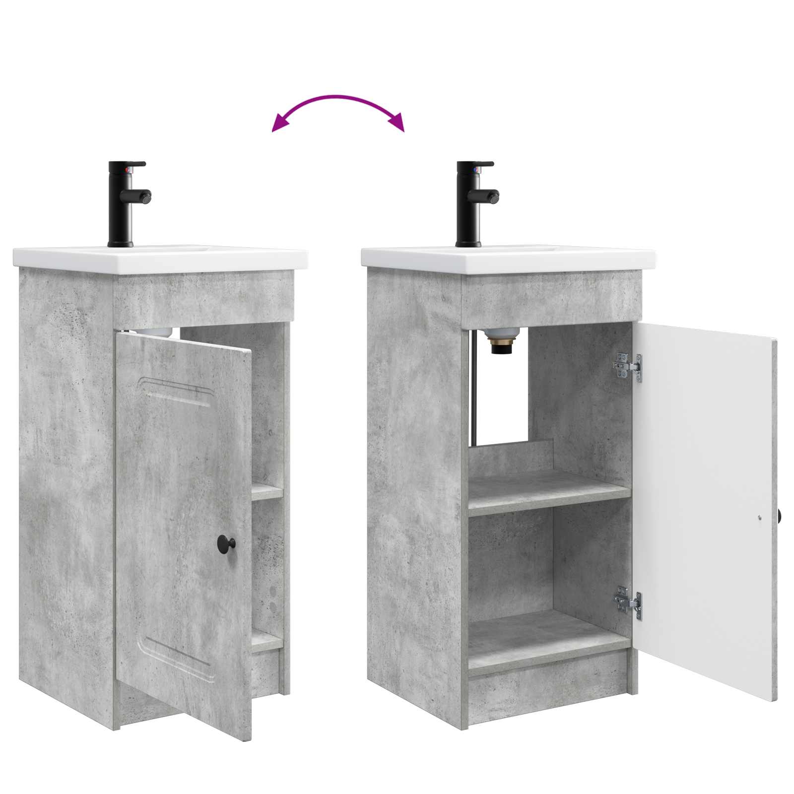 Mobile da bagno con lavabo Grigio Cemento 42 x 40 x 84,5 cm | homemem39