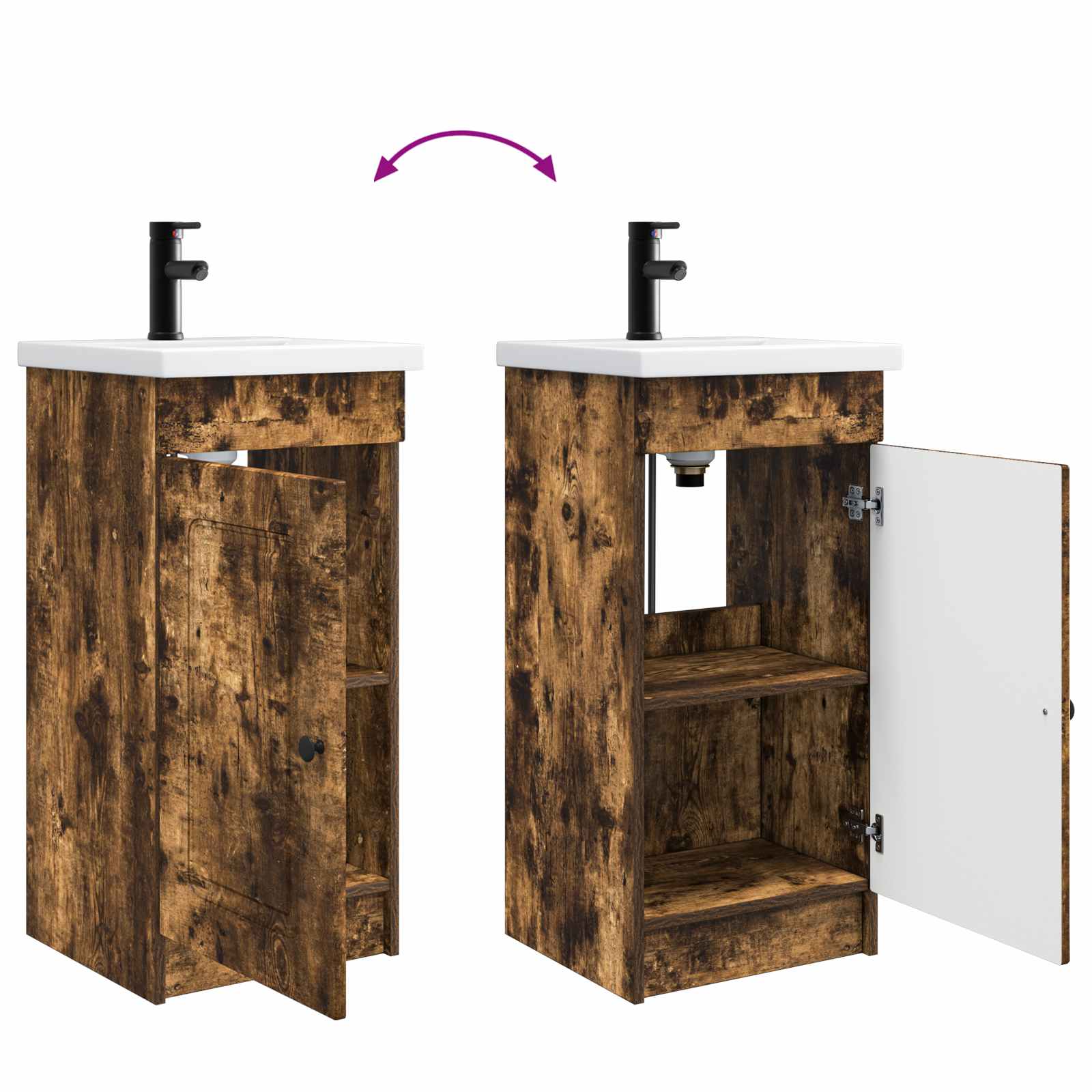 Mobile da bagno con lavabo Rovere Fumo 42 x 40 x 84,5 cm | homemem39
